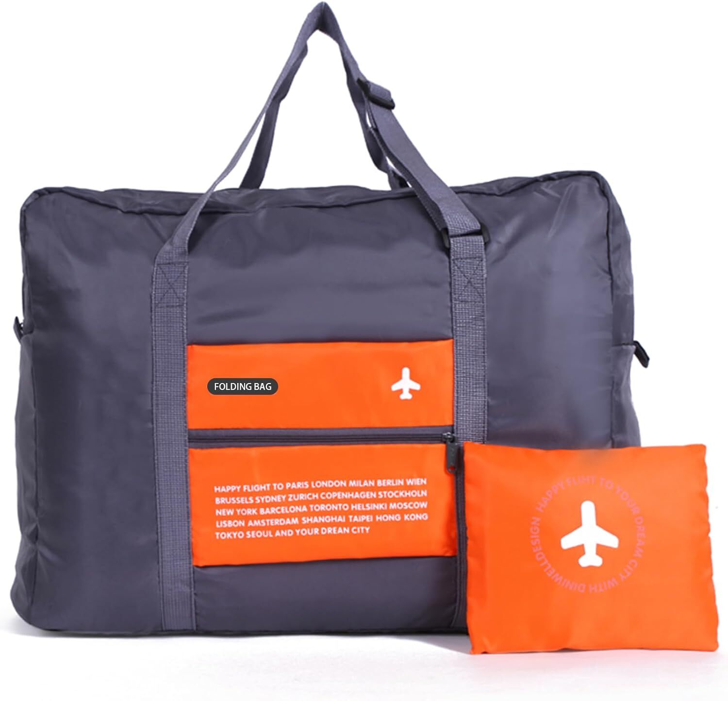 Compact Foldable Travel Duffel Bag – Lightweight Carry-On for Weekend Trips, Overnight & Gym Use (Orange) | Other Colors Available In-Store - Image 1