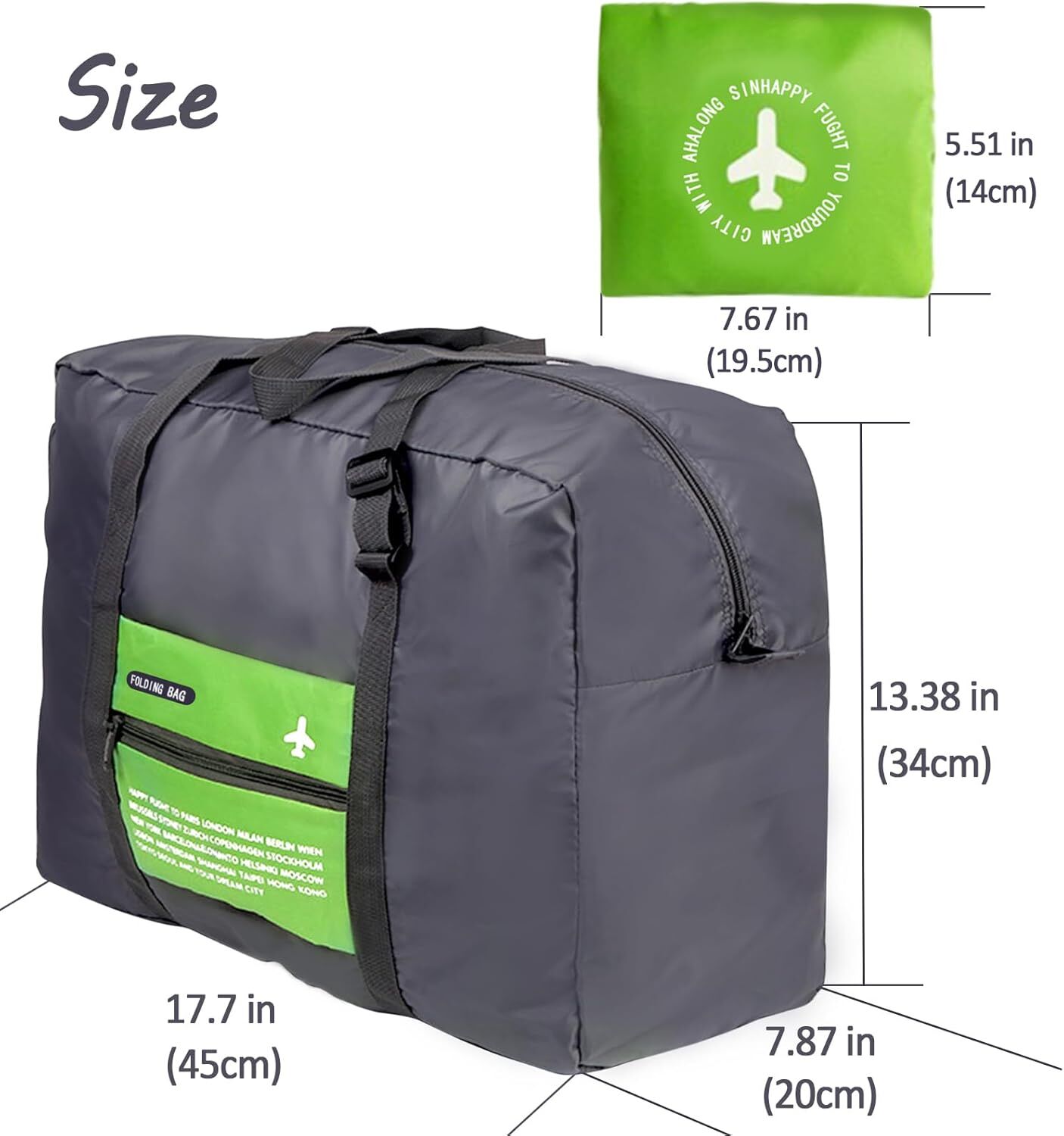 Compact Foldable Travel Duffel Bag – Lightweight Carry-On for Weekend Trips, Overnight & Gym Use (Green) | Other Colors Available In-Store - Image 2