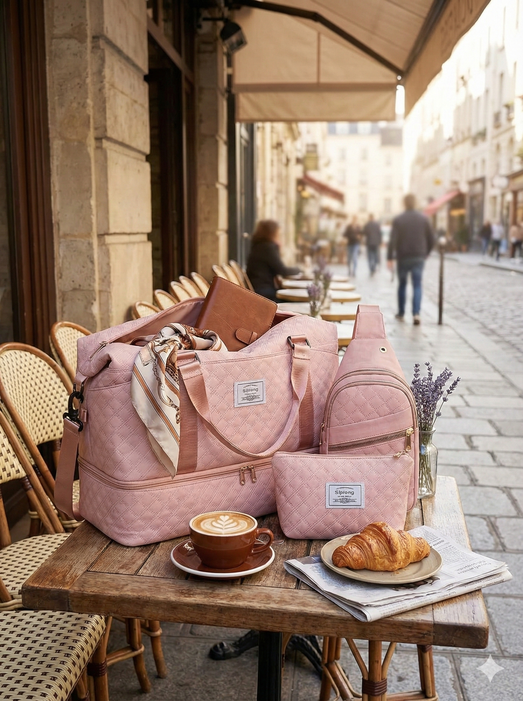 Women’s 3-Piece Travel Bag Set – Large Duffel, Crossbody Backpack & Toiletry Pouch for Gym, Maternity and Weekend Getaways (Pink)  | Other Colors Available in Store - Image 7