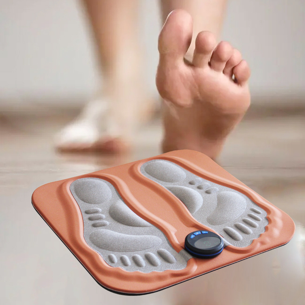 Smart Foot Massage Mat with 6 Modes & 15 Intensity Levels – Rechargeable Pulse Therapy Pad for Relaxation at Home, Office, or Travel (Orange) - Image 1