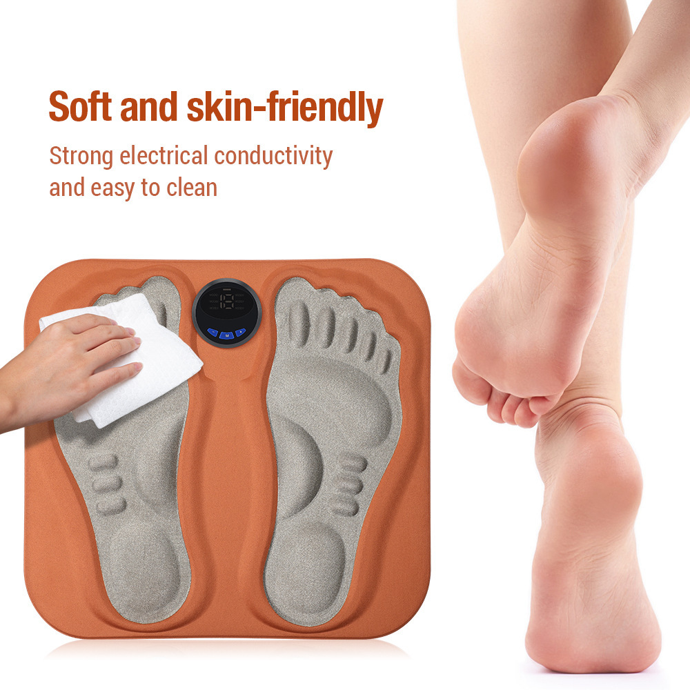 Smart Foot Massage Mat with 6 Modes & 15 Intensity Levels – Rechargeable Pulse Therapy Pad for Relaxation at Home, Office, or Travel (Orange) - Image 4