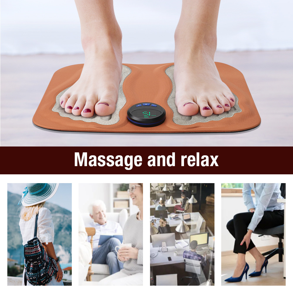 Smart Foot Massage Mat with 6 Modes & 15 Intensity Levels – Rechargeable Pulse Therapy Pad for Relaxation at Home, Office, or Travel (Orange) - Image 6