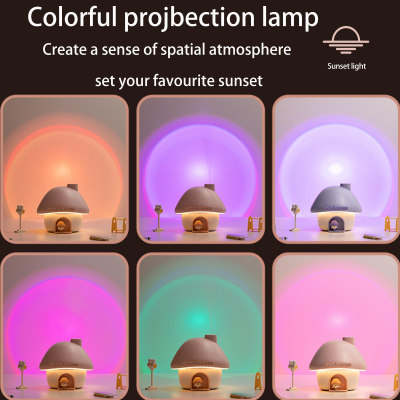Portable Mushroom Humidifier with 7 Color Sunset Light, USB Rechargeable Mini Air Moisturizer for Desk, Bedroom, Travel, Baby Room – Silent & Cute Design Use(Purple) - Image 3