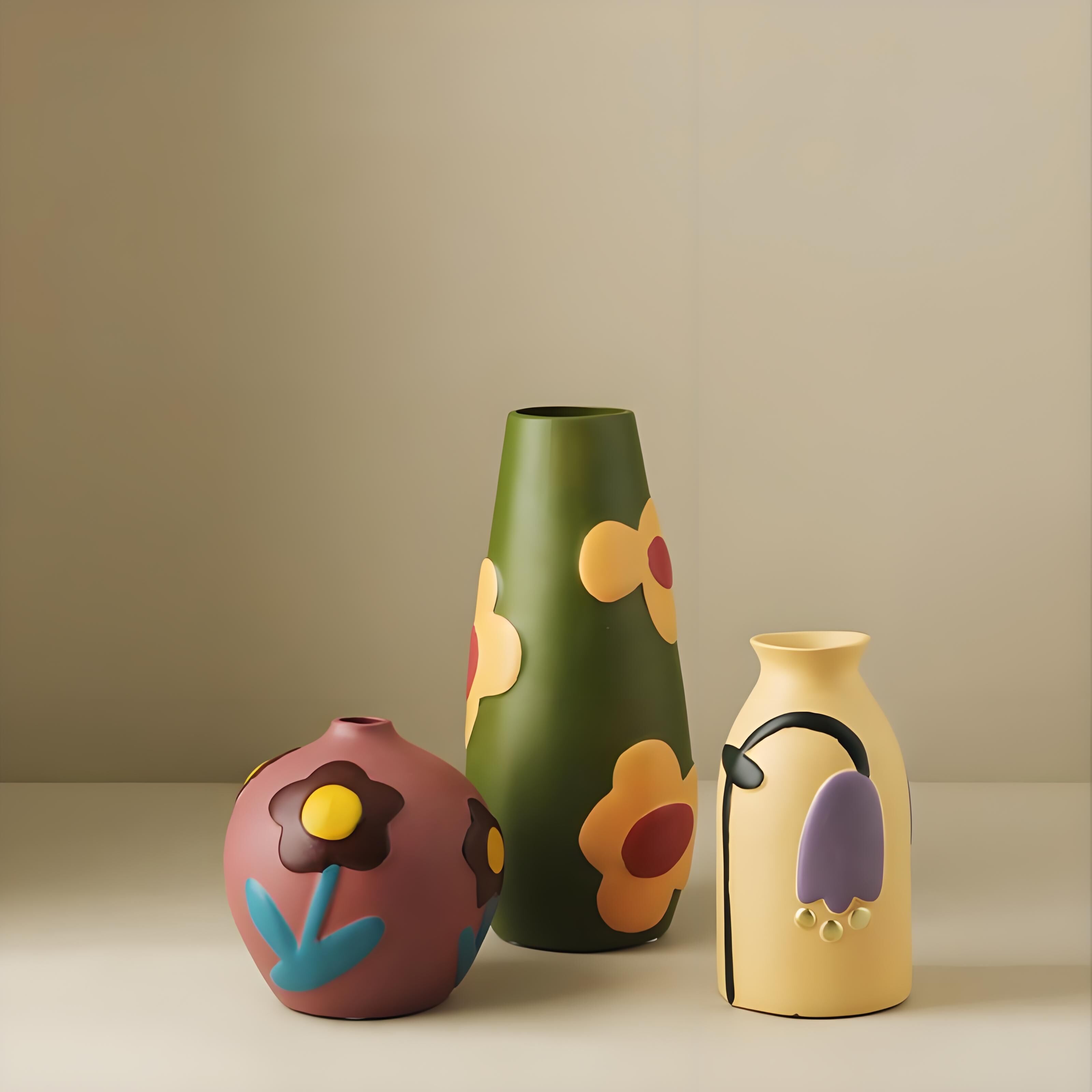 Morandi Painted Ceramic Vase Set (3-Piece) – Modern Home Decor for Flowers | Other Luxury Styles Available in Store - Image 1