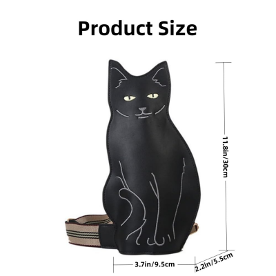Cute 3D Cat Shape Crossbody Bag – Unisex PU Leather Shoulder Sling Backpack for Women & Men, Fashionable Mini Chest Bag, Trendy Accessory (Black-Grey) - Image 6