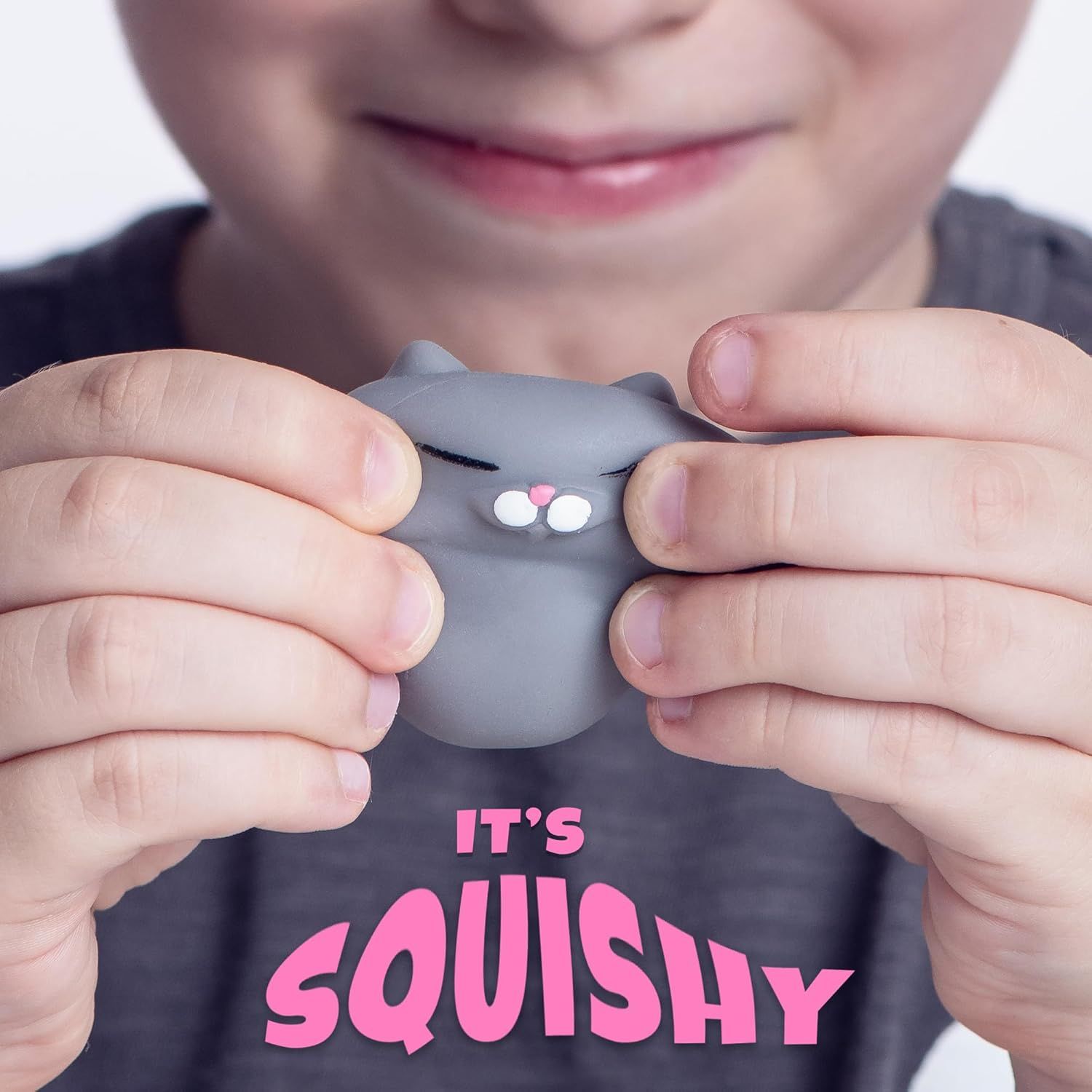 2 PCS Mini Cat Squishy Toy for Office & Classroom – Soft Silicone Stress Reliever to Calm Anxiety (Grey & White) - Image 2