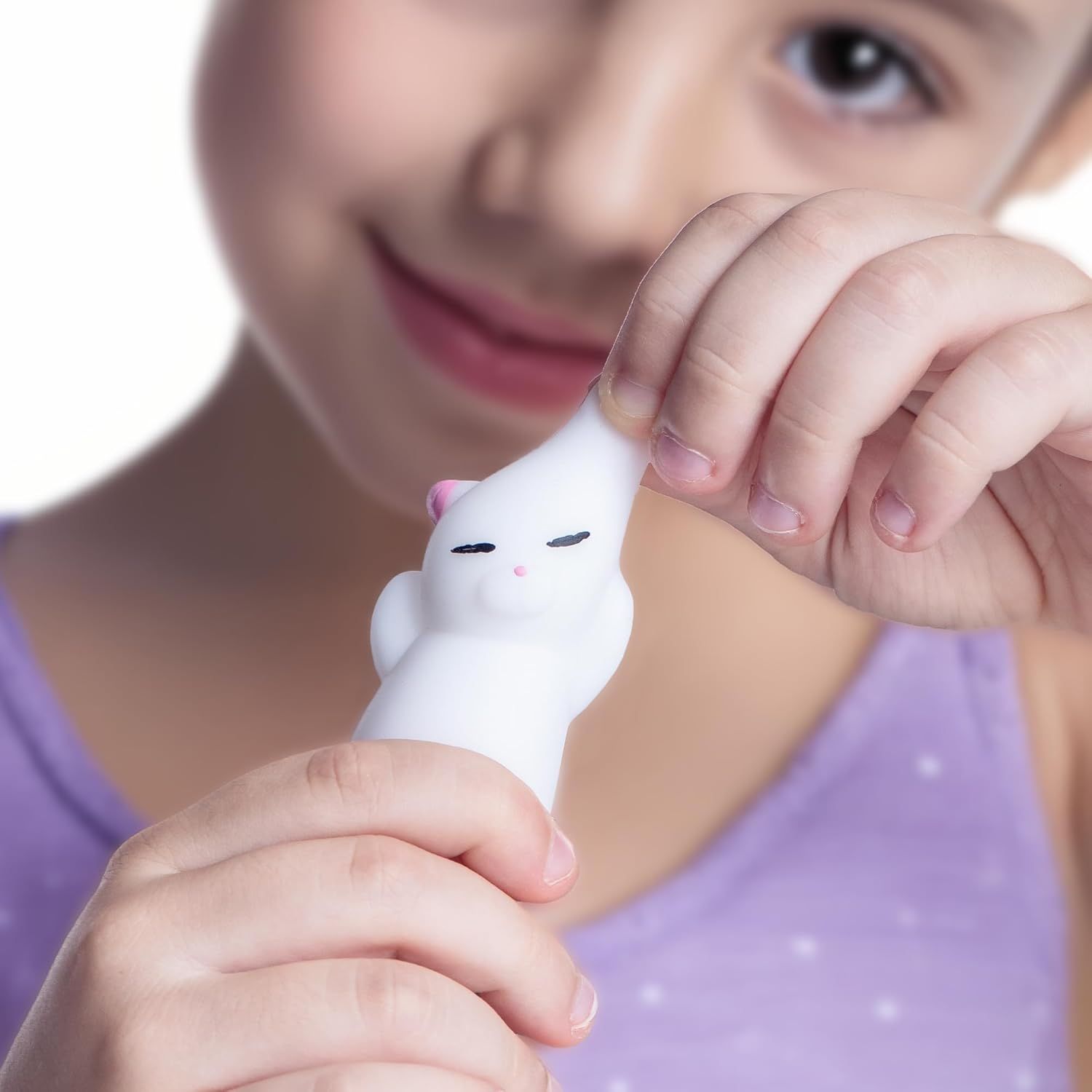 2 PCS Mini Cat Squishy Toy for Office & Classroom – Soft Silicone Stress Reliever to Calm Anxiety (Grey & White) - Image 3
