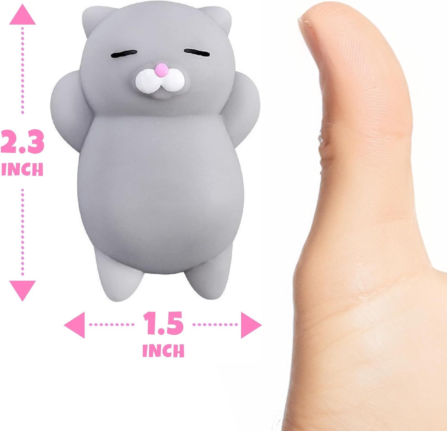 2 PCS Mini Cat Squishy Toy for Office & Classroom – Soft Silicone Stress Reliever to Calm Anxiety (Grey & White) - Image 6