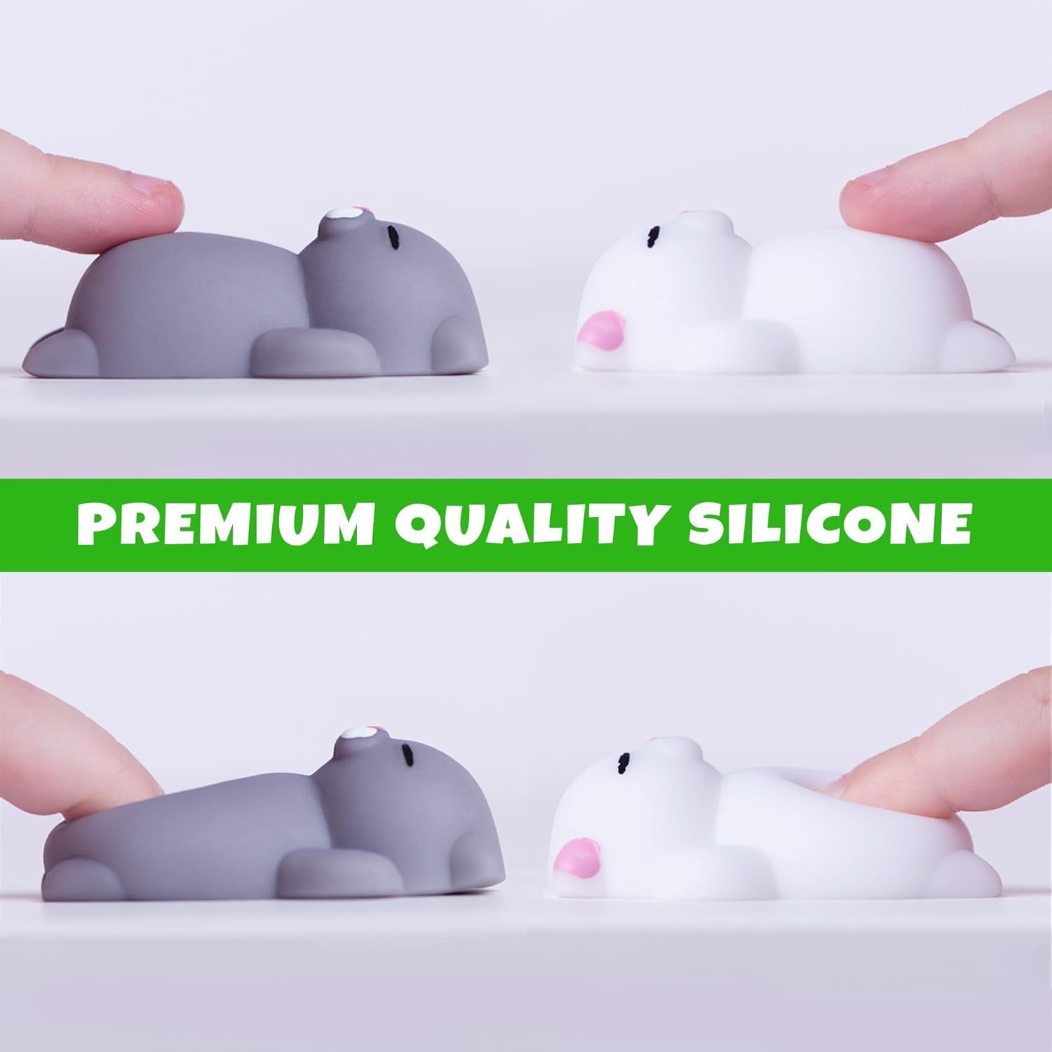2 PCS Mini Cat Squishy Toy for Office & Classroom – Soft Silicone Stress Reliever to Calm Anxiety (Grey & White) - Image 8