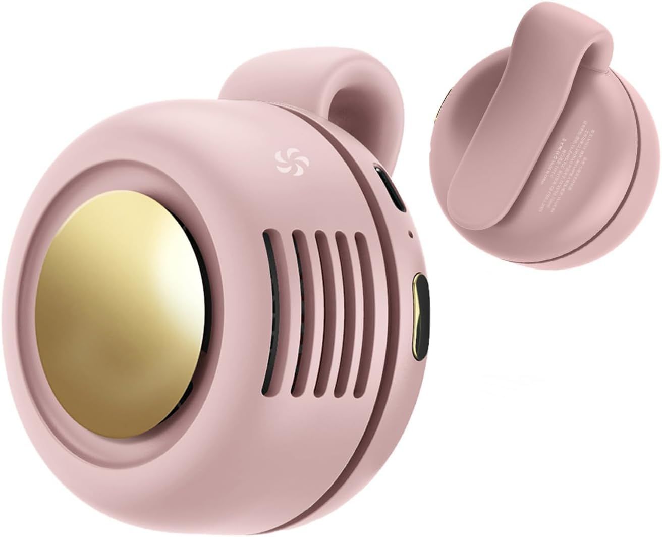 Mini Clip-On Bladeless Fan, USB Rechargeable 3-Speed Portable Personal Fan with 360° Rotation, Ultra-Quiet 25dB Waist Hanging Fan for Outdoor Travel Gym (Pink) - Image 1