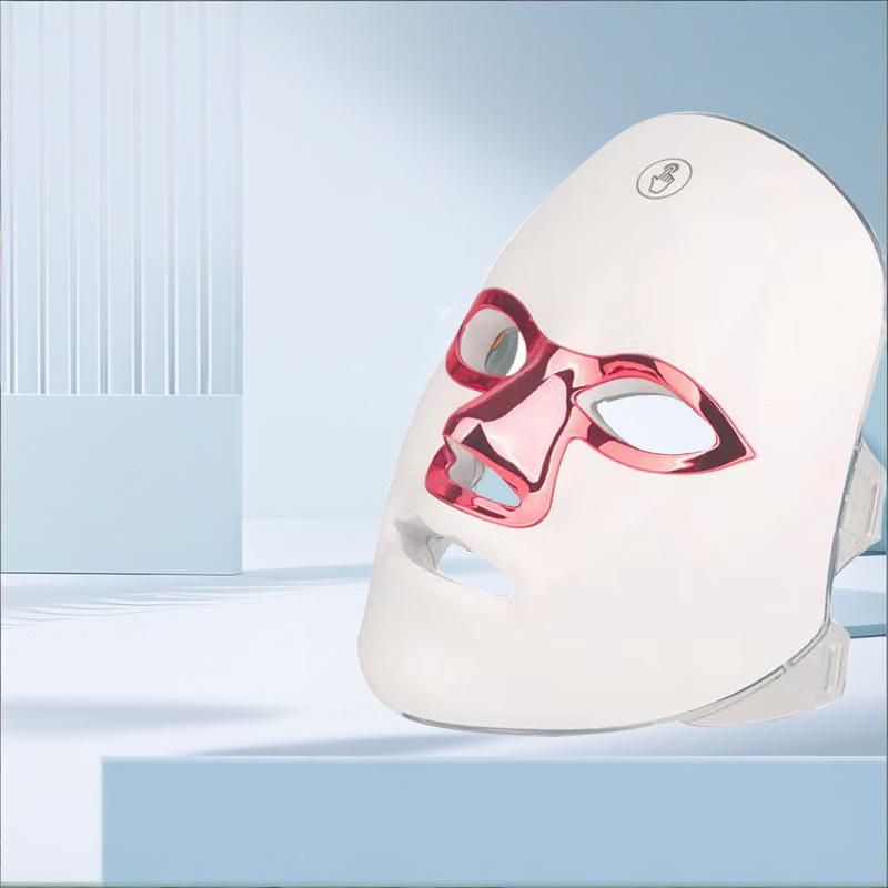 7-Color Facial Light Mask for Home Skincare – Rechargeable LED Beauty Device with 270 LEDs, One-Touch Control & Auto-Timer (White with Rose Gold Trim)   | Other Colors Available in Store - Image 1