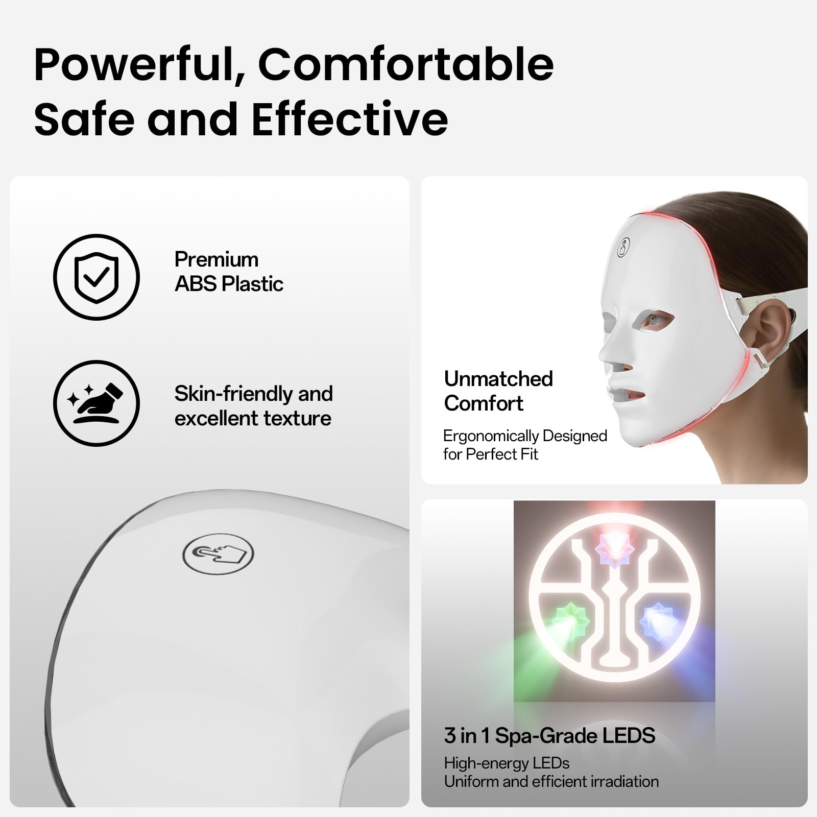 7-Color Facial Light Mask for Home Skincare – Rechargeable LED Beauty Device with 270 LEDs, One-Touch Control & Auto-Timer (White with Rose Gold Trim)   | Other Colors Available in Store - Image 5