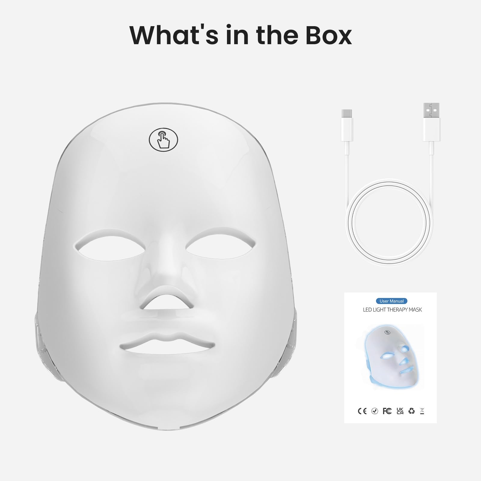 7-Color Facial Light Mask for Home Skincare – Rechargeable LED Beauty Device with 270 LEDs, One-Touch Control & Auto-Timer (White with Rose Gold Trim)   | Other Colors Available in Store - Image 8