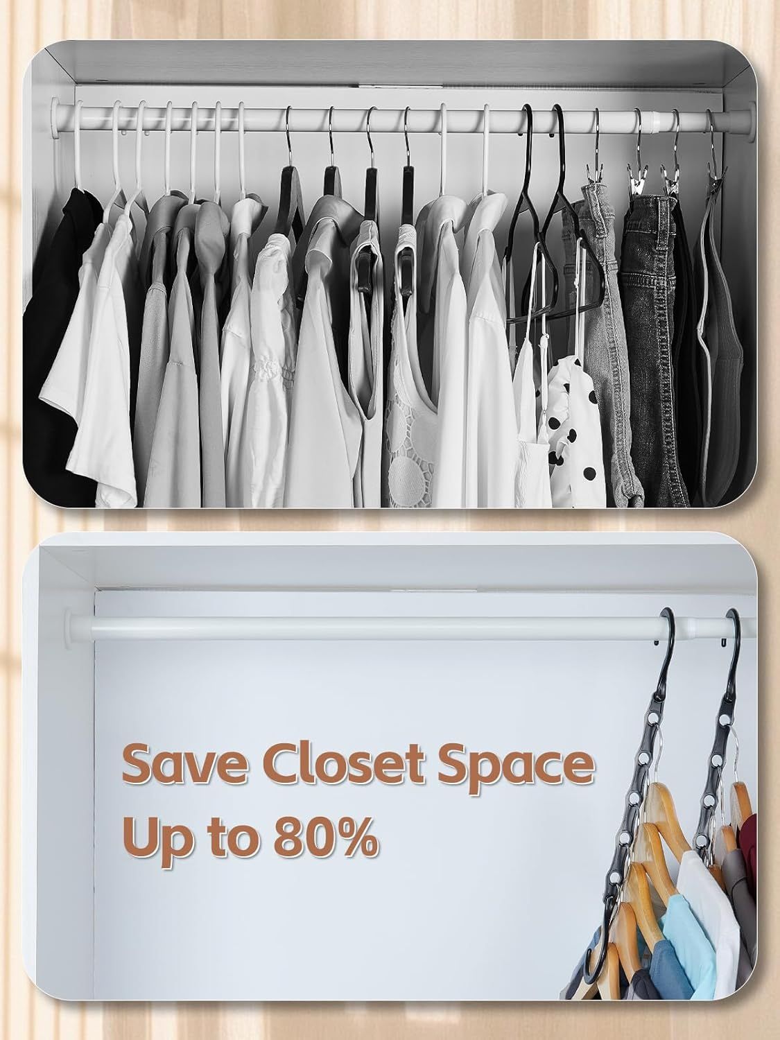 10-Pack Black Space-Saving Hanger Connectors—5-Slot Design for Vertical & Horizontal Use—Organize Shirts, Sweaters, Jackets—Compact Closet Organizer for Apartments, Dorms, Small Spaces (Black) - Image 3