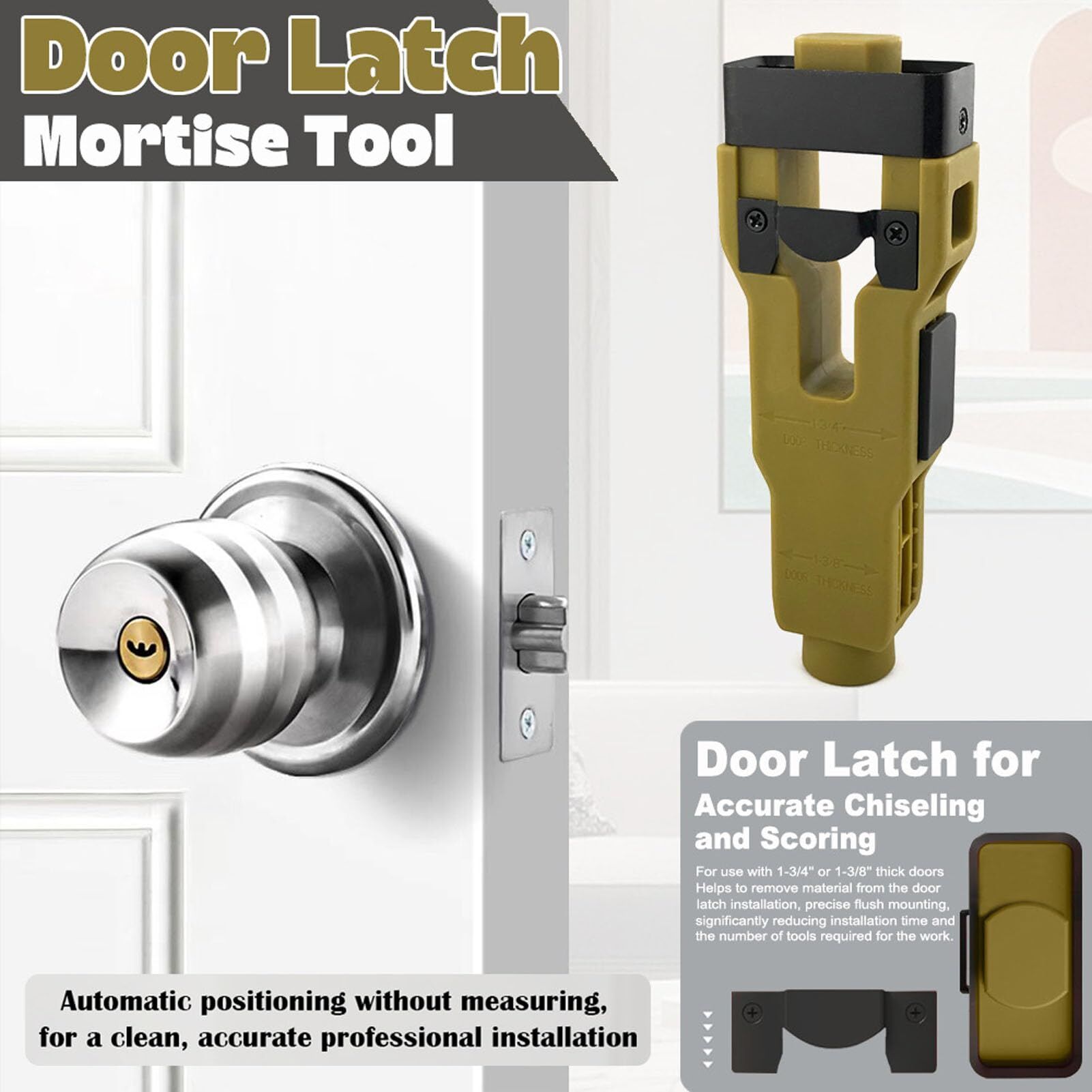 Green Door Latch Mortise Tool – Professional Stainless Steel & ABS Installation Kit for 1-3/4