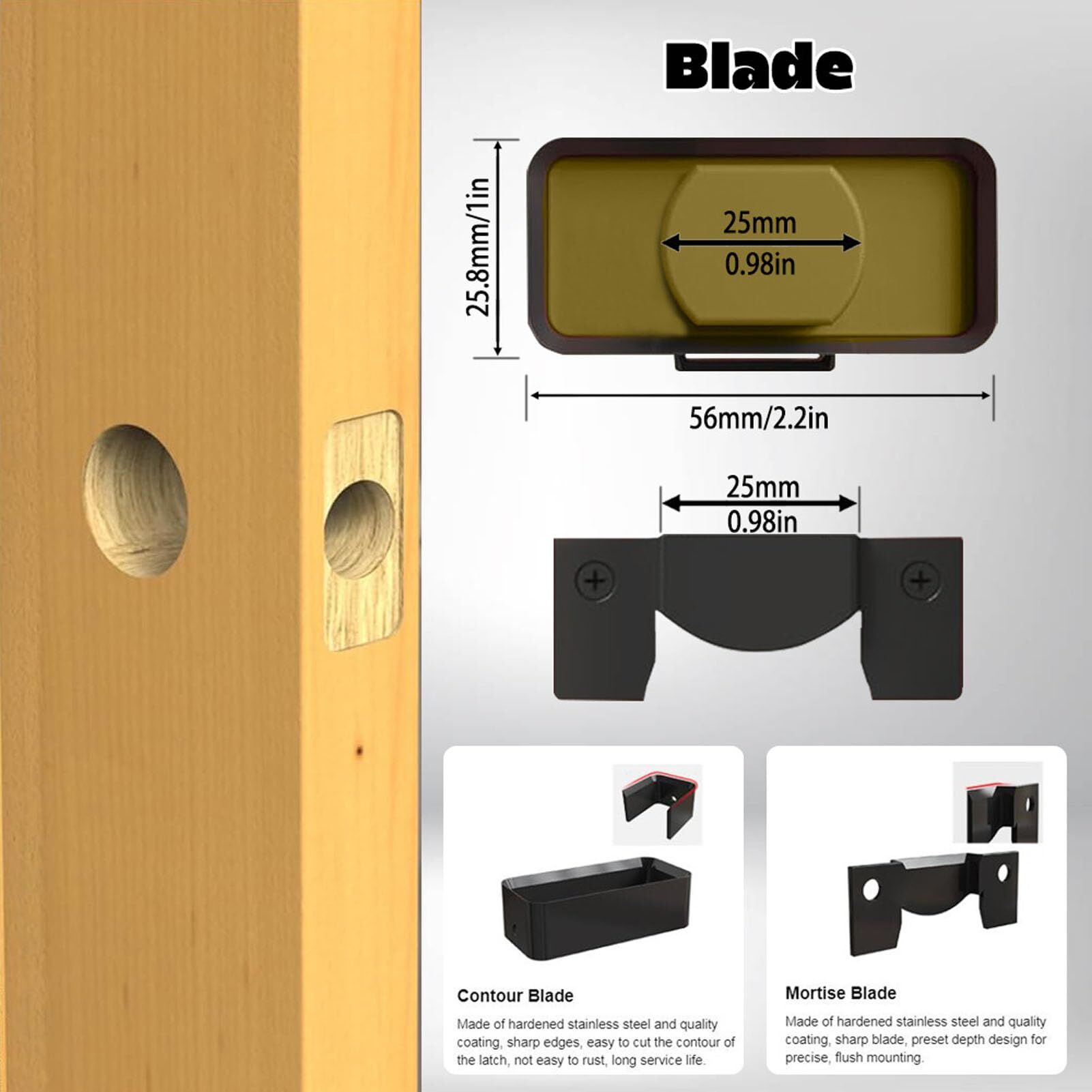Green Door Latch Mortise Tool – Professional Stainless Steel & ABS Installation Kit for 1-3/4