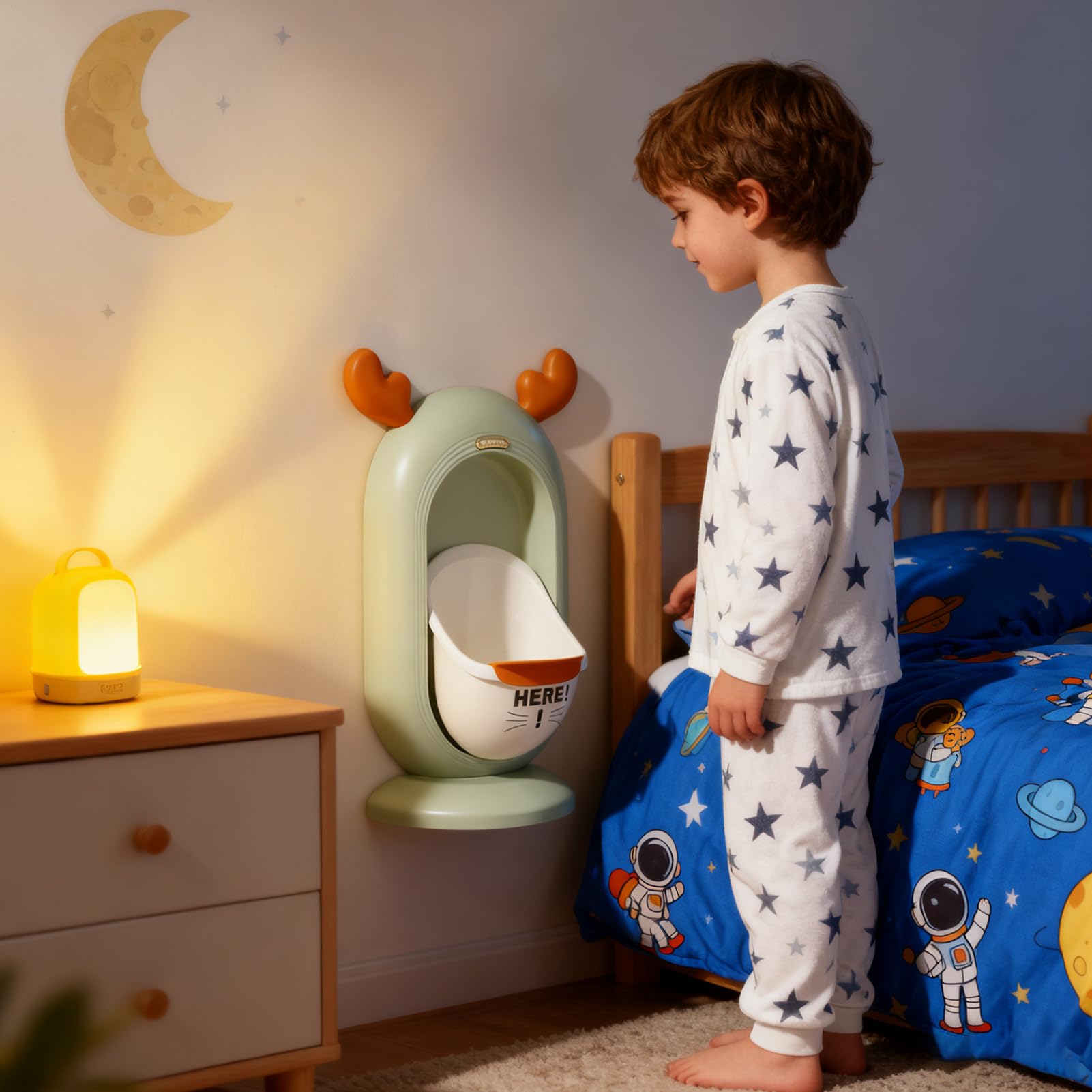 Wall-Mounted Kids Urinal for Boys – Adjustable Height Training Potty with Cute Cartoon Design, Anti-Splash, Easy to Clean, Portable Toilet for Home, Nursery, Travel (Green) - Image 3