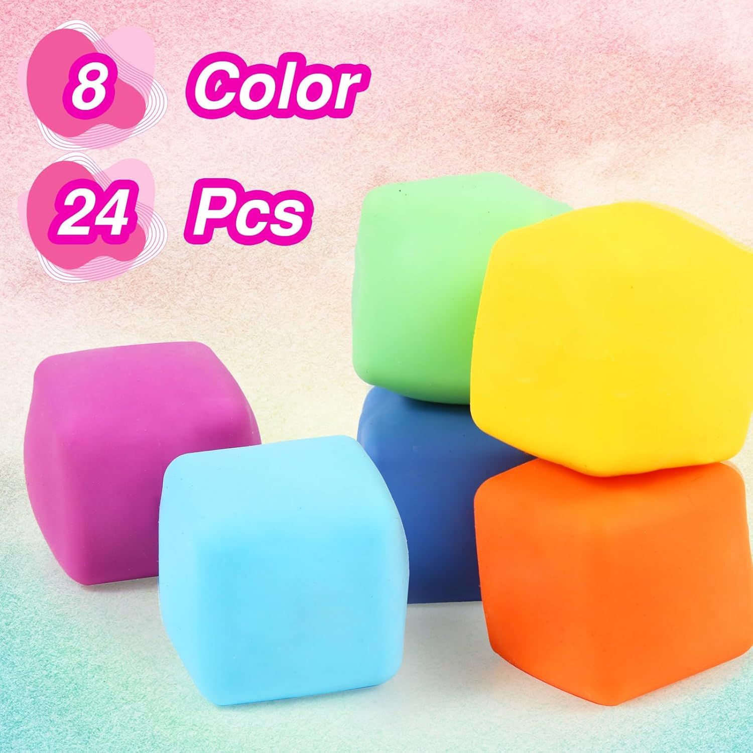 24 PCS Slow Rising Stress Cubes for Office & Classroom – Soft TPR Sensory Fidget Toys to Relieve Anxiety (Multicolor) - Image 4