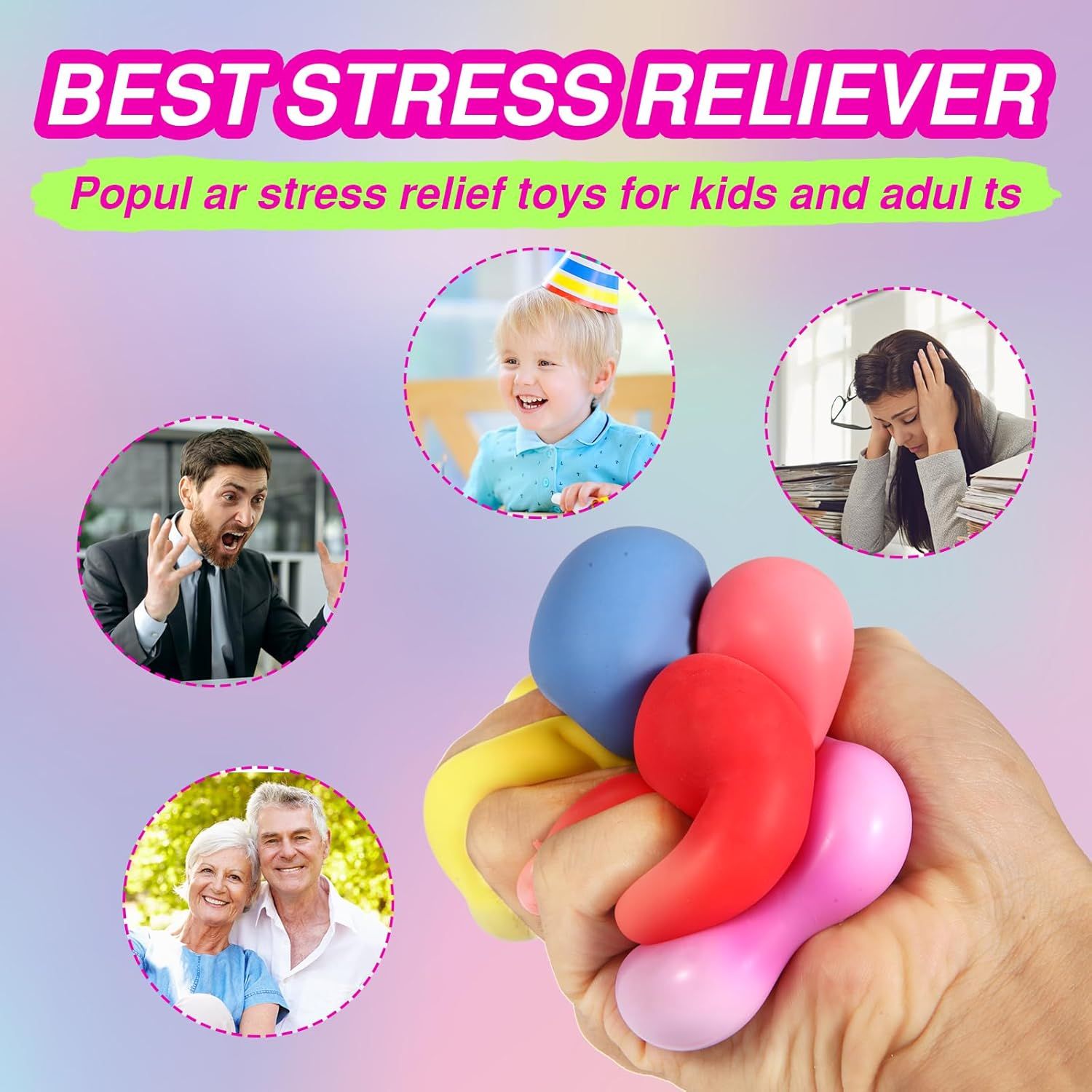 24 PCS Slow Rising Stress Cubes for Office & Classroom – Soft TPR Sensory Fidget Toys to Relieve Anxiety (Multicolor) - Image 5