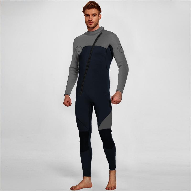 Men's 3mm Full Wetsuit for Surfing Diving & Cold Water Swimming – Front-Zip Neoprene Suit with UV Protection and Flexible Fit(Grey,XXXL)  | Other Colors Available in Store - Image 1