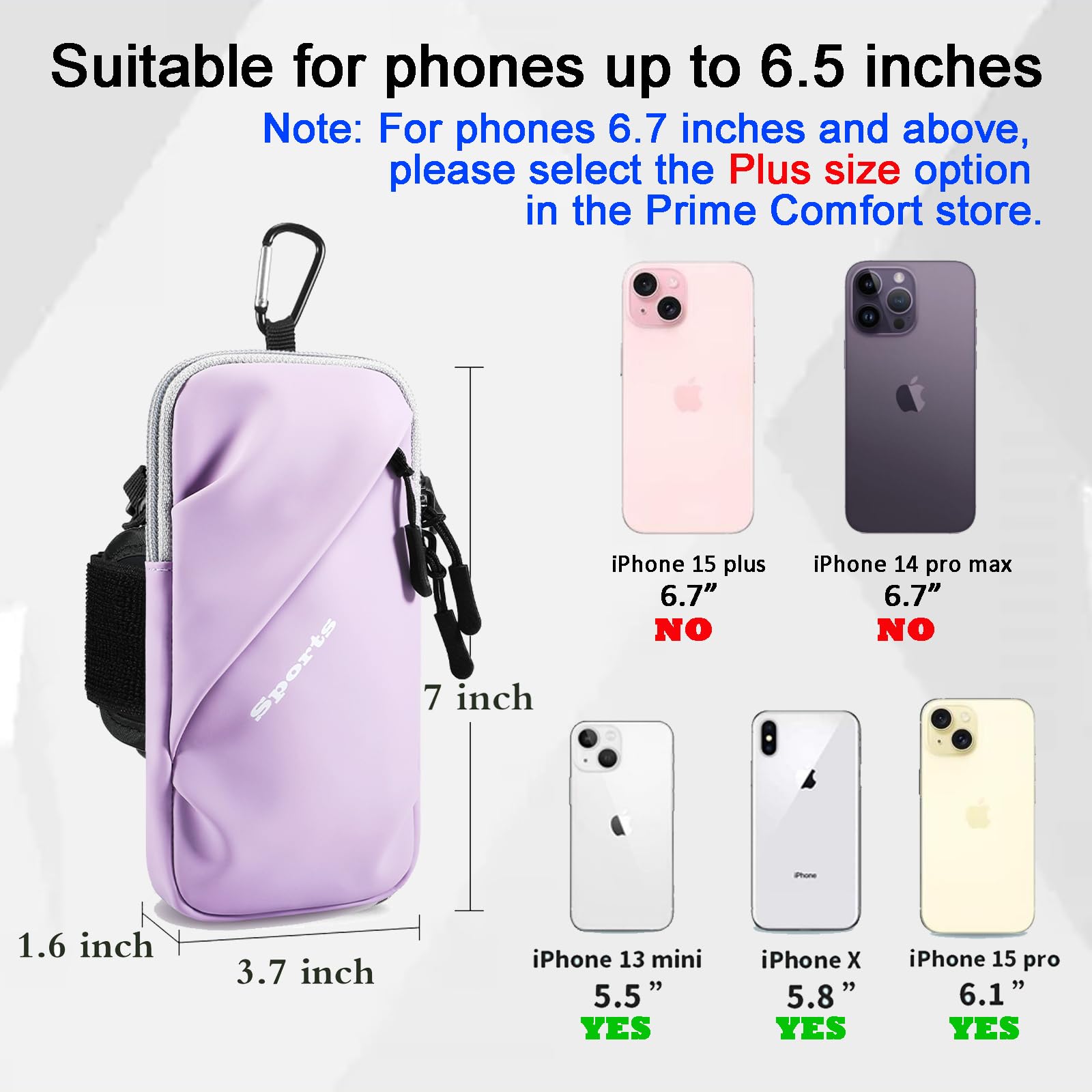 Universal Running Phone Arm Band – Waterproof, Dual Pocket, Adjustable Strap, Breathable Mesh, Fits Phones Up to 6.7 Inches, Crossbody & Waist Clip (Purple) - Image 5