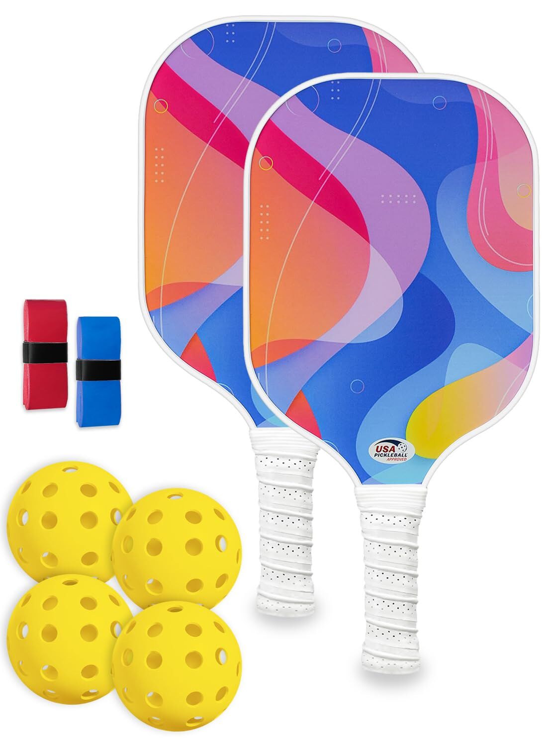 Pickleball Paddle Set with 4 Balls – Fiberglass Surface, Lightweight Grip | Indoor & Outdoor Play - Image 1