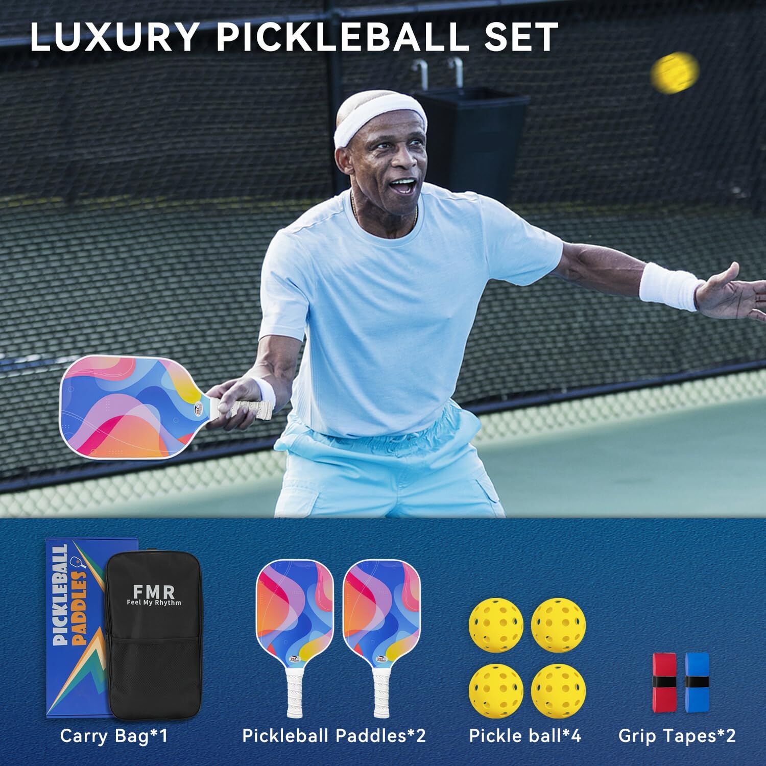 Pickleball Paddle Set with 4 Balls – Fiberglass Surface, Lightweight Grip | Indoor & Outdoor Play - Image 2
