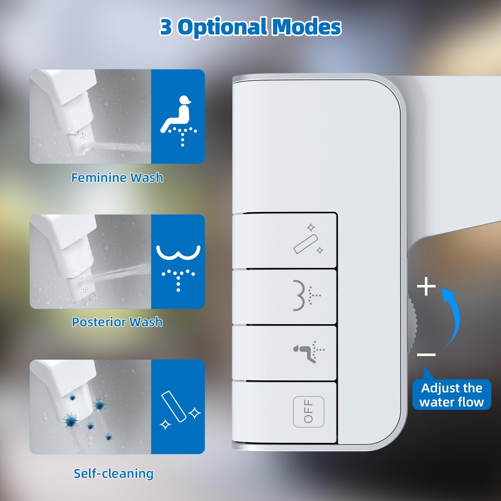 Non-Electric Mechanical Bidet Attachment – Ultra-Slim Dual Nozzle Design with Feminine & Posterior Wash, Adjustable Water Pressure, Self-Cleaning Spray, Brass Inlet, Stainless Steel Hose, Tool-Free Installation for Standard Toilets (White) - Image 2