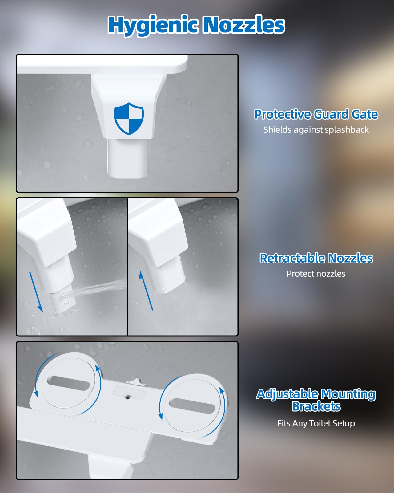 Non-Electric Mechanical Bidet Attachment – Ultra-Slim Dual Nozzle Design with Feminine & Posterior Wash, Adjustable Water Pressure, Self-Cleaning Spray, Brass Inlet, Stainless Steel Hose, Tool-Free Installation for Standard Toilets (White) - Image 5