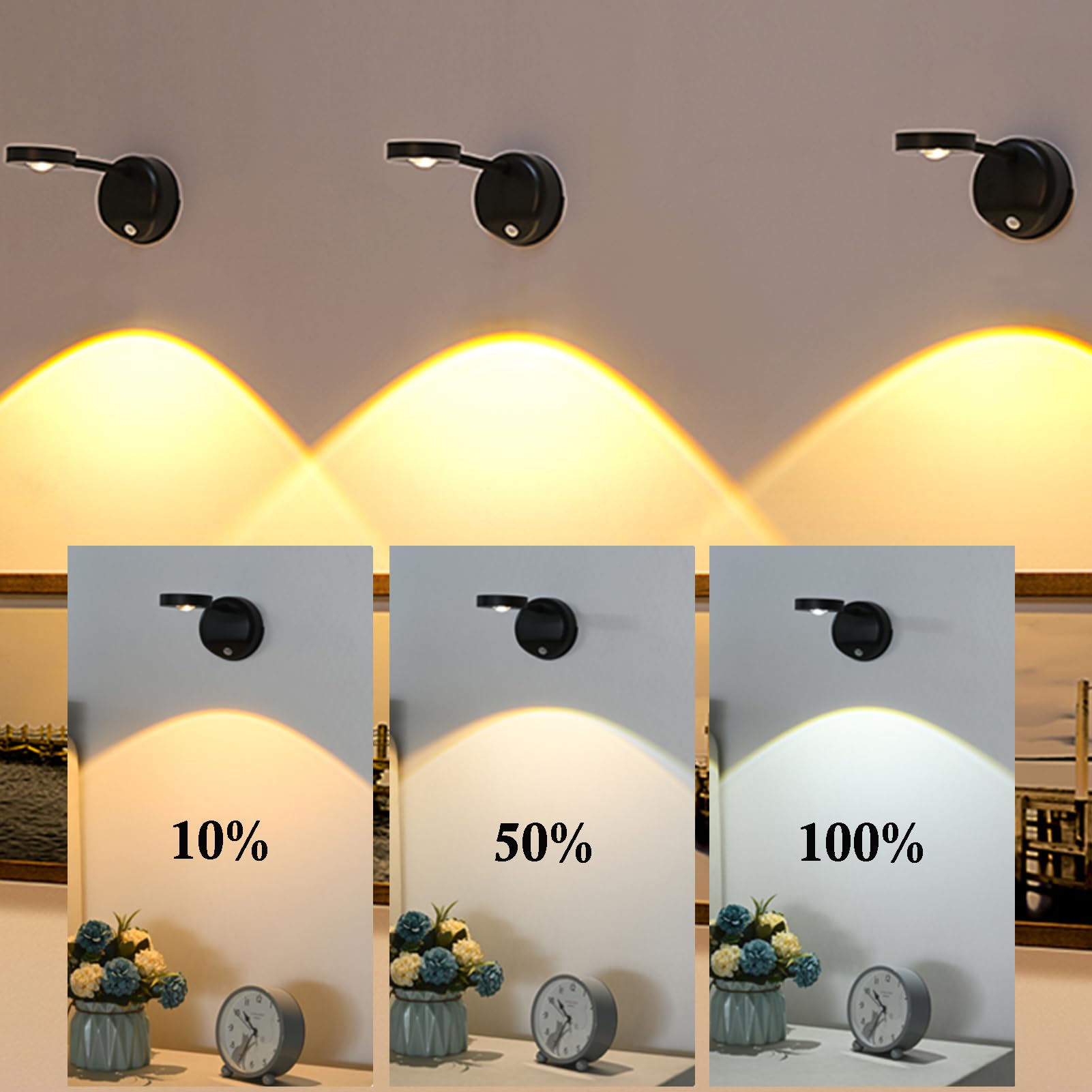 Rechargeable LED Wall Spotlight for Art – Wireless Motion Sensor Picture Light with Remote, 3 Color Temperatures, Dimmable & Adjustable Head, No Wiring Needed (Black) - Image 3