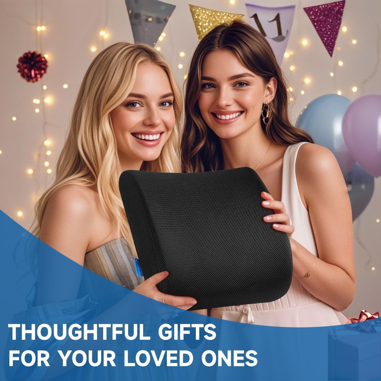 Ergonomic Lumbar Support Cushion with Premium Memory Foam Core, 3D Ventilated Mesh Cover, Dual Adjustable Straps, and Removable Washable Sleeve—Ideal for Office Chairs, Gaming Seats, Cars, and Dining Chairs (Black) - Image 8