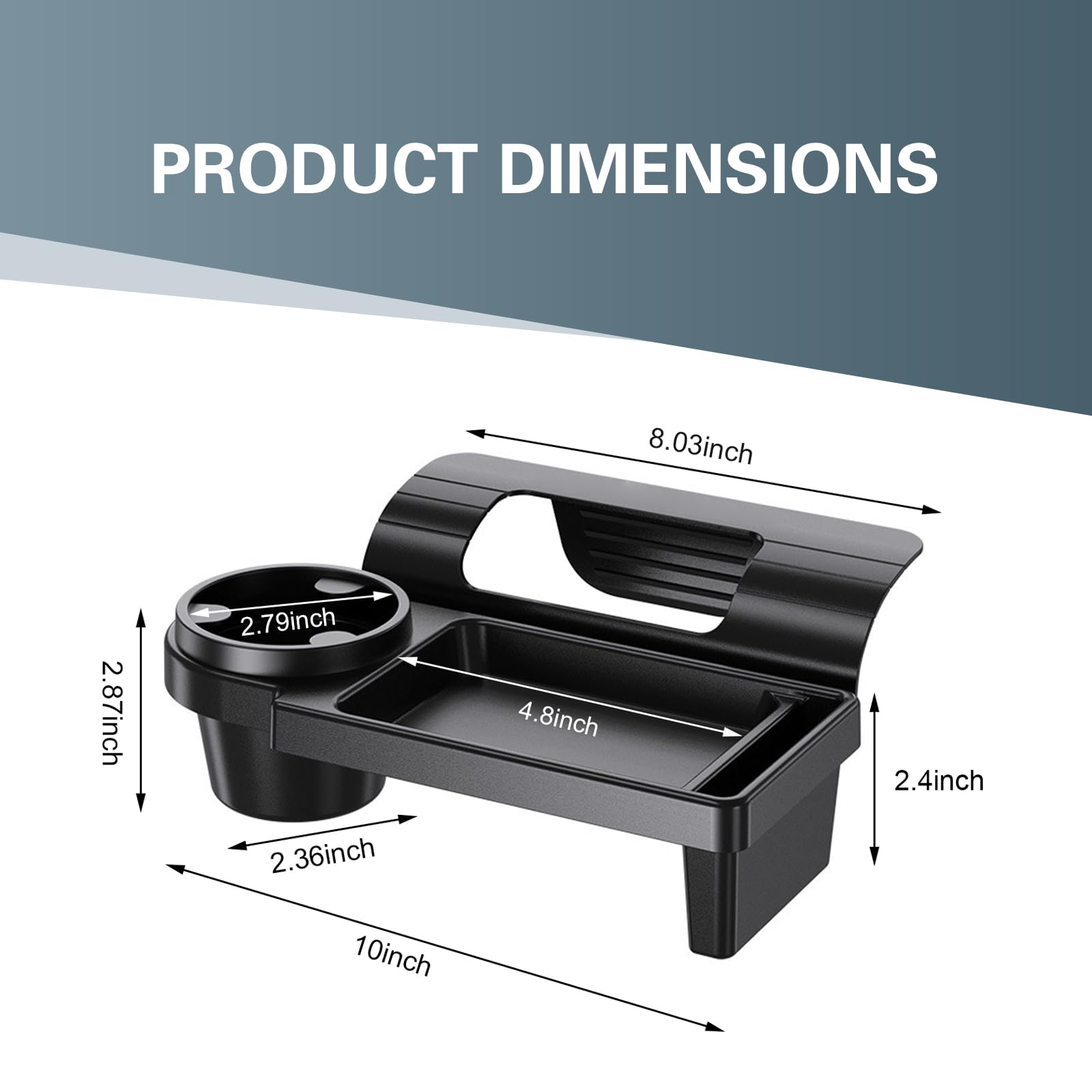 Universal Car Window Organizer with Cup Holder and Phone Tray – Multi-Functional Door Side Storage Box for Drinks, Keys, and Gadgets (Black) - Image 2