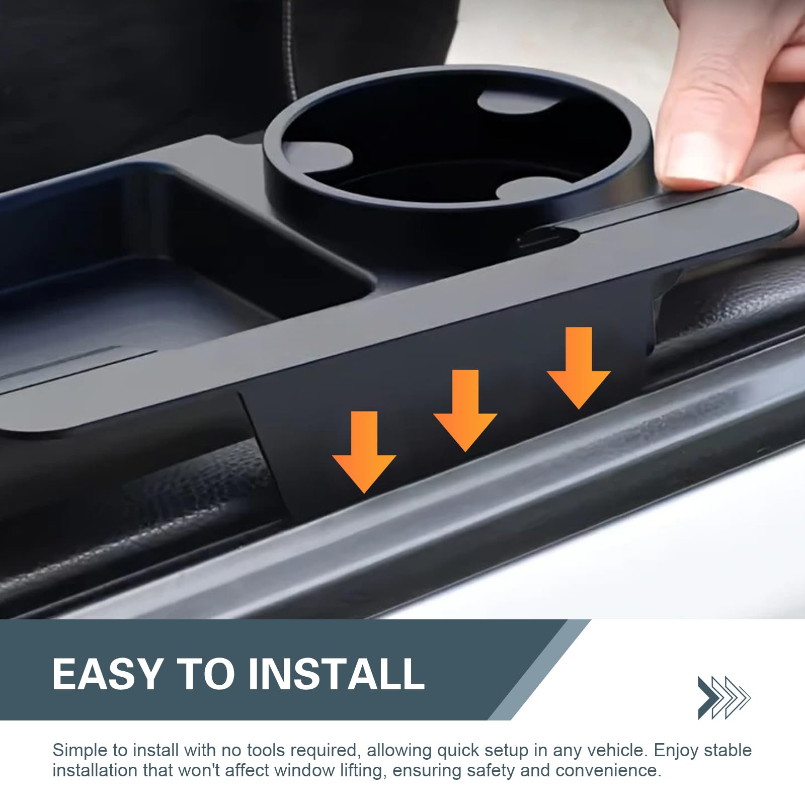 Universal Car Window Organizer with Cup Holder and Phone Tray – Multi-Functional Door Side Storage Box for Drinks, Keys, and Gadgets (Black) - Image 5