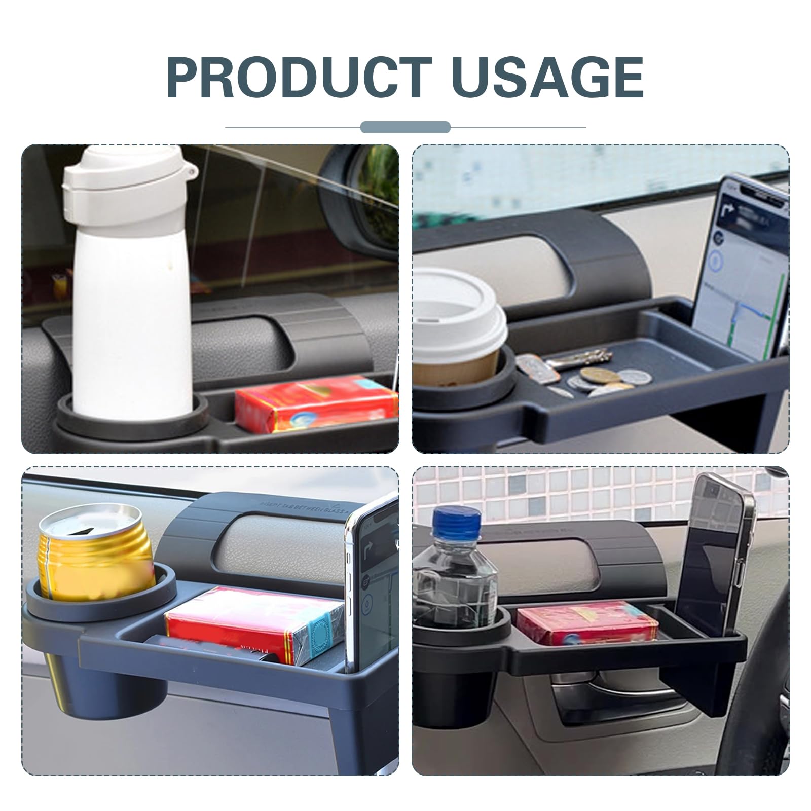Universal Car Window Organizer with Cup Holder and Phone Tray – Multi-Functional Door Side Storage Box for Drinks, Keys, and Gadgets (Black) - Image 7