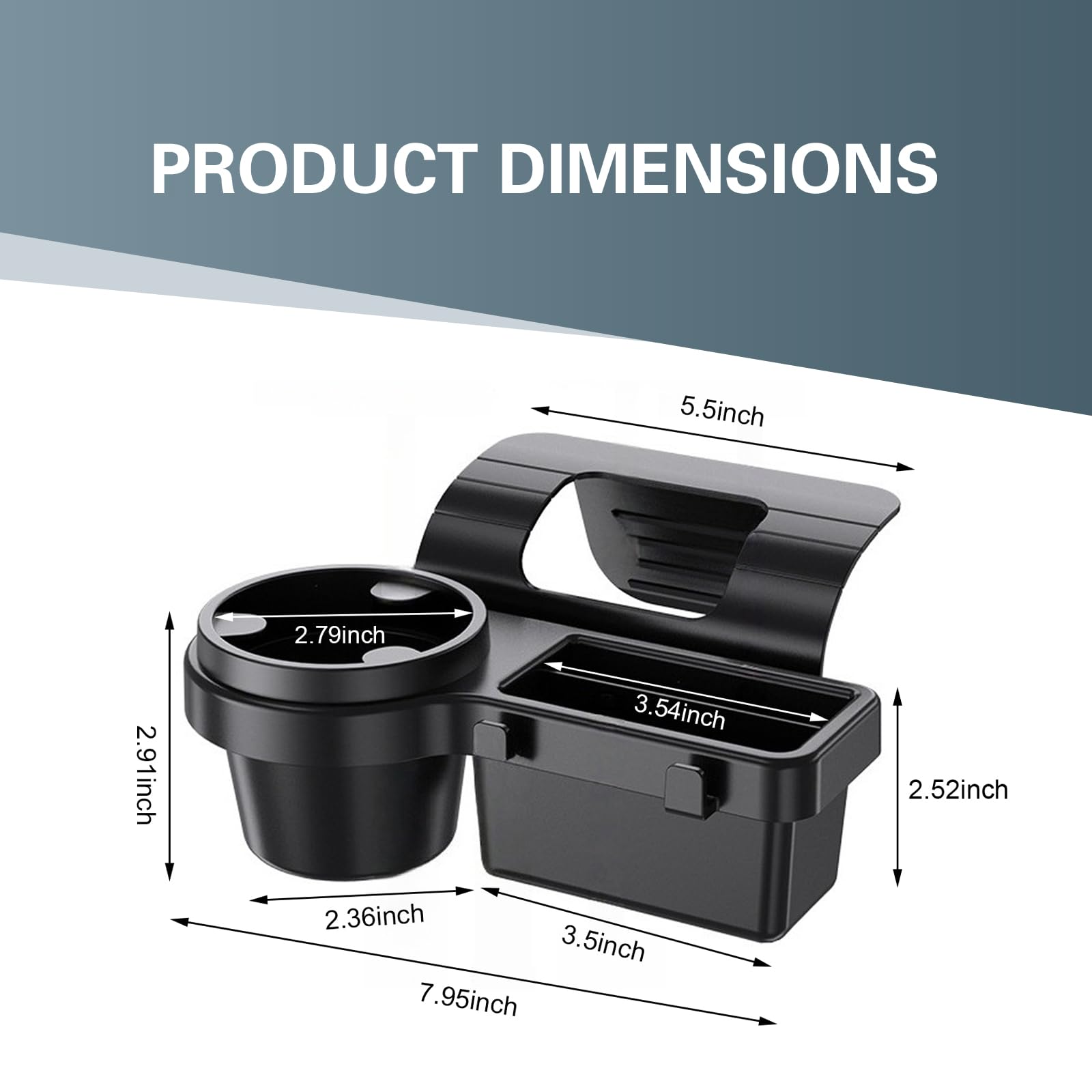 Universal Car Window Organizer with Cup Holder and Phone Tray – 4-in-1 Door Side Storage Box for Drinks, Keys, and Gadgets (Black) - Image 2
