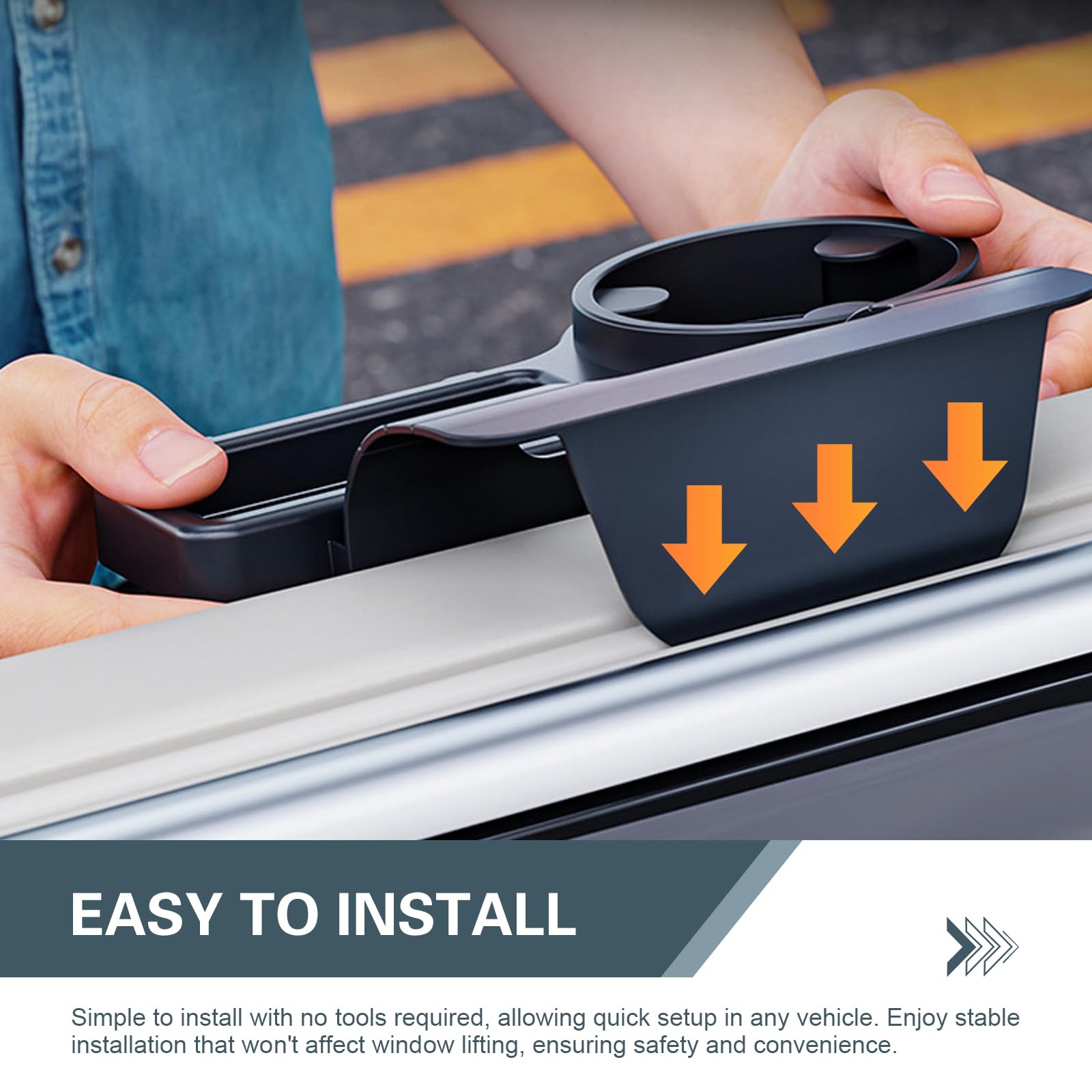 Universal Car Window Organizer with Cup Holder and Phone Tray – 4-in-1 Door Side Storage Box for Drinks, Keys, and Gadgets (Black) - Image 5