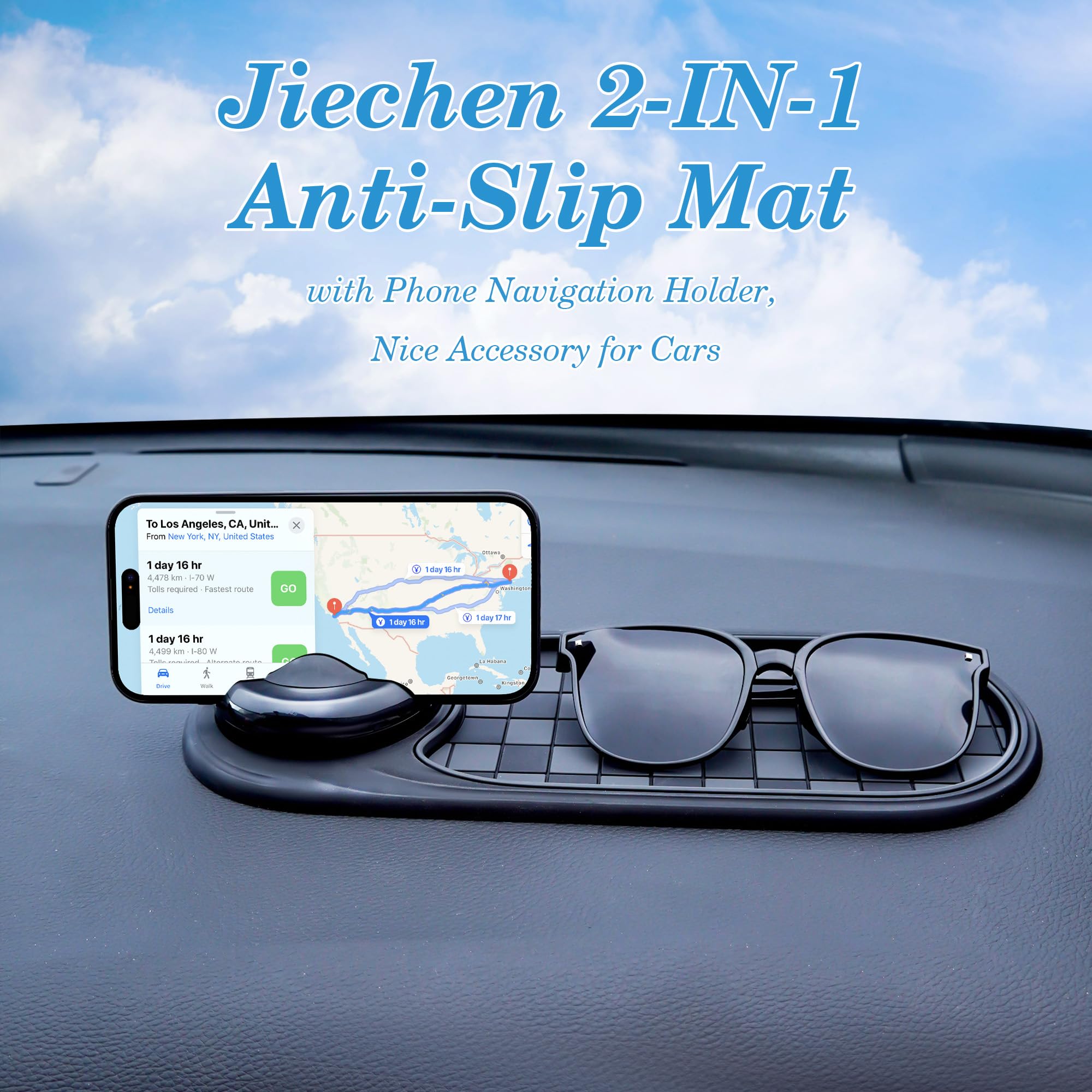 2-in-1 Car Dashboard Anti-Slip Mat with 360° Rotating Phone Holder – Holds Phone, Sunglasses & Keys, Spring-Clamp Grip, Non-Slip Silicone, Universal Fit (Grey- Black) - Image 8