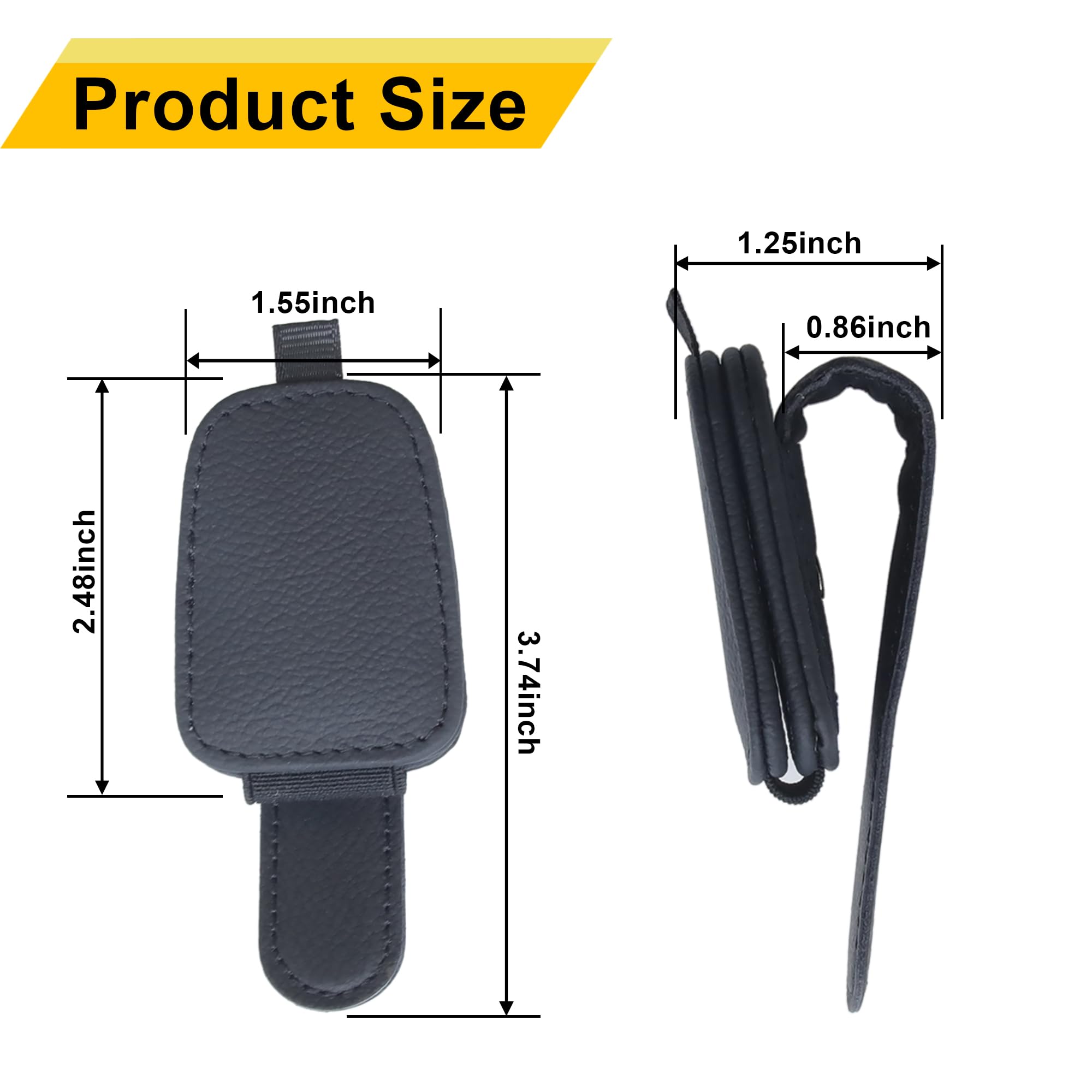 2-Pack Car Sun Visor Sunglasses Holder – Magnetic Flip Cover, PU Leather Eyewear & Card Organizer, Easy One-Hand Open, Scratch-Free, Universal Fit for All Vehicles (Black) - Image 7