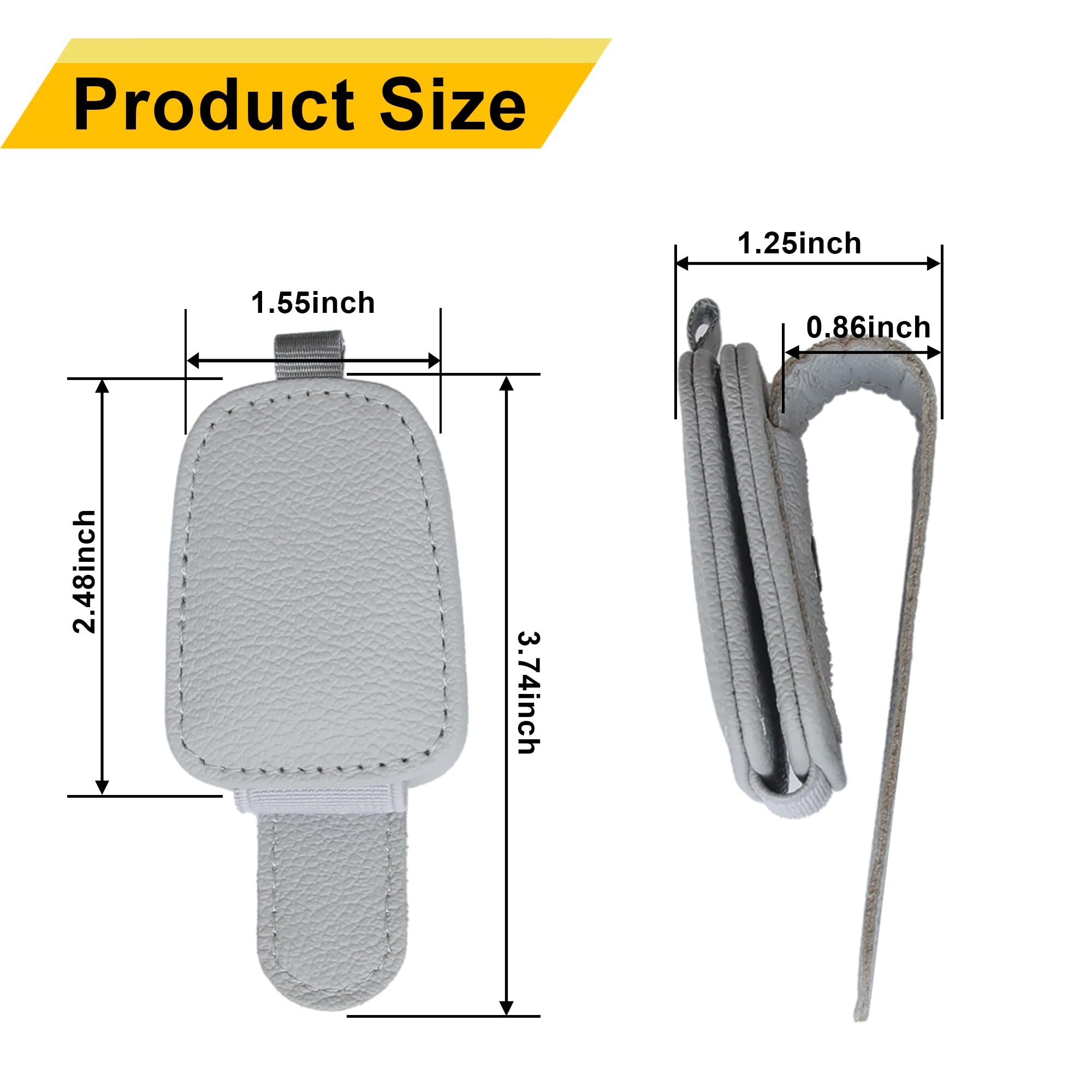 2-Pack Car Sun Visor Sunglasses Holder – Magnetic Flip Cover, PU Leather Eyewear & Card Organizer, Easy One-Hand Open, Scratch-Free, Universal Fit for All Vehicles (Grey) - Image 7