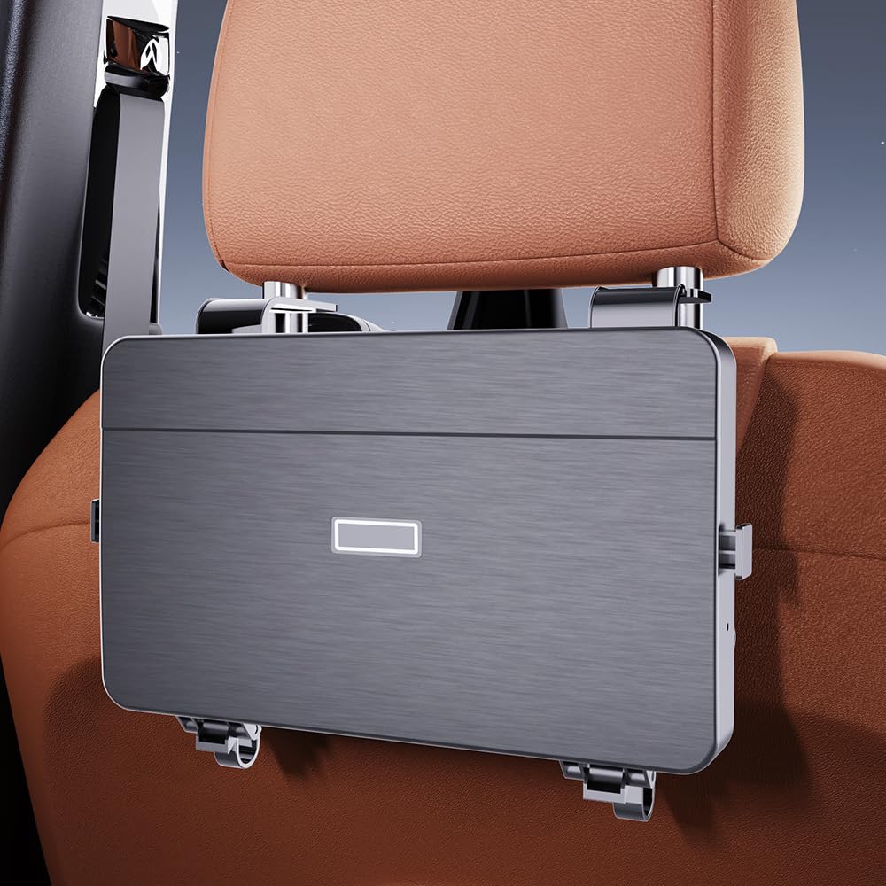 Car Backseat Tray Table – Foldable & Adjustable Multi-Functional Travel Desk with Cup Holder, Snack Tray, Tissue Box Compartment, Phone Stand, and Headrest Mount; Durable ABS Design for Kids, Adults, and Families (Black) - Image 4