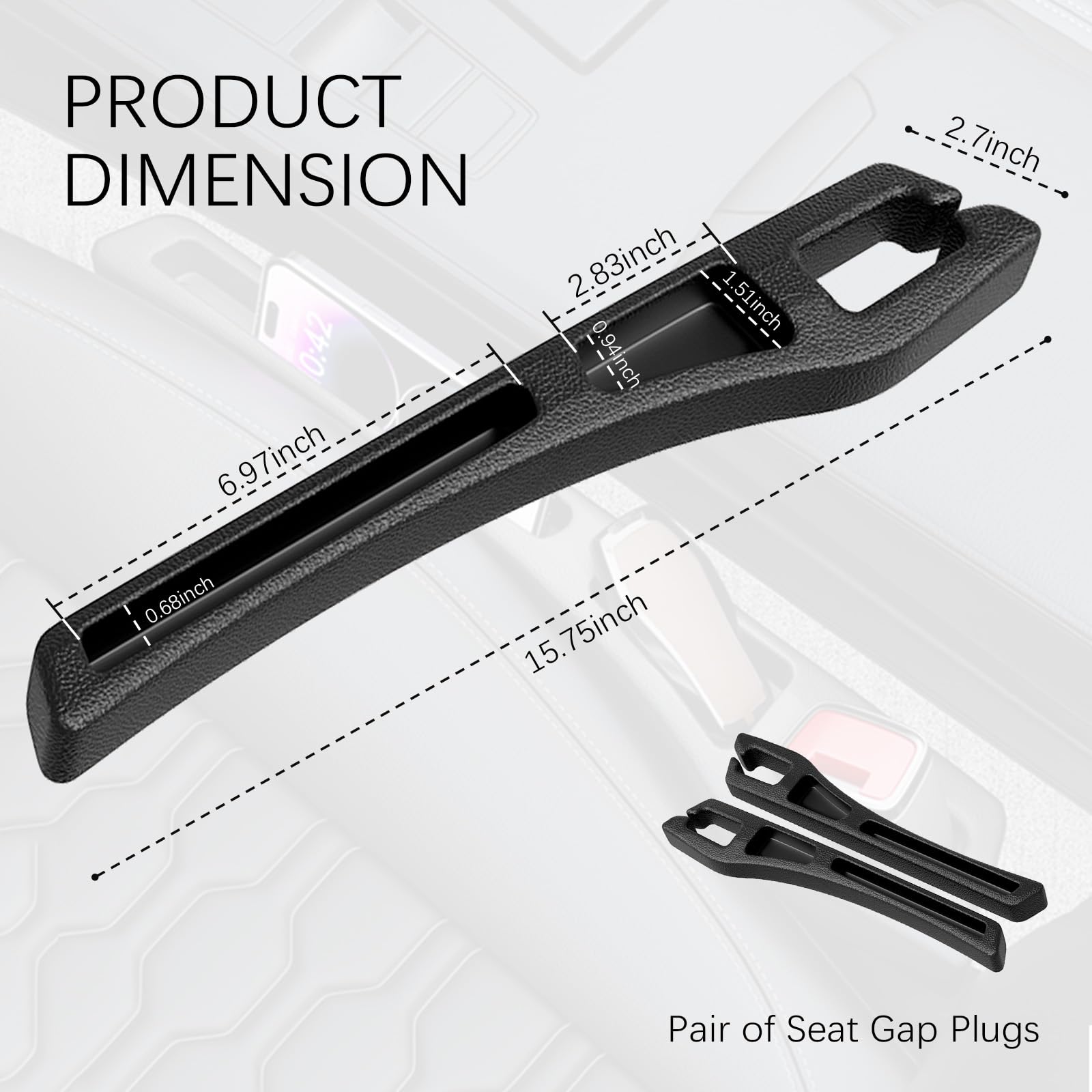 2-Pack Car Seat Gap Plugs – Dual-Function Gap Filler & Storage Organizer for Phones, Keys & Cards, Flexible EVA, Universal Fit, No Tools Needed (Black) - Image 2
