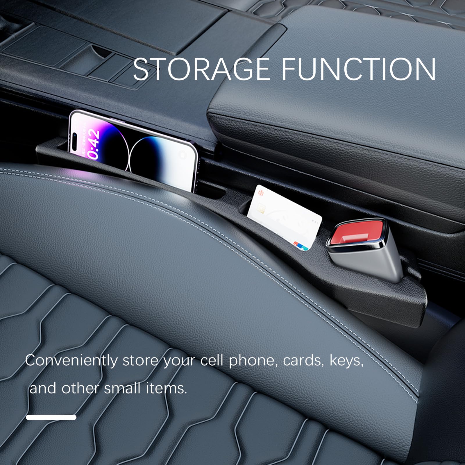 2-Pack Car Seat Gap Plugs – Dual-Function Gap Filler & Storage Organizer for Phones, Keys & Cards, Flexible EVA, Universal Fit, No Tools Needed (Black) - Image 5