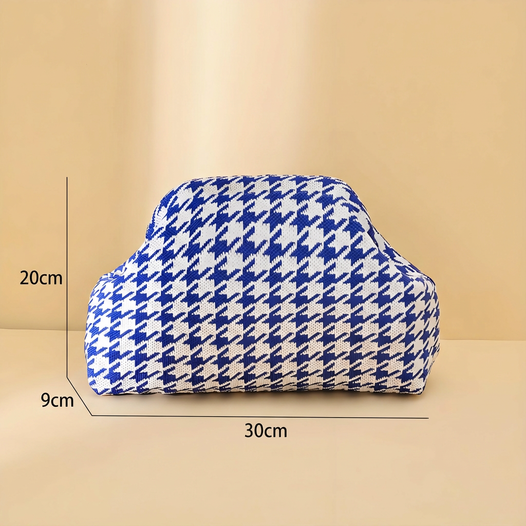 Houndstooth Knit Cloud Bag: Commute & Daily Handbag, Portable Storage Clutch (Blue) | Other Colors Available in Store - Image 2