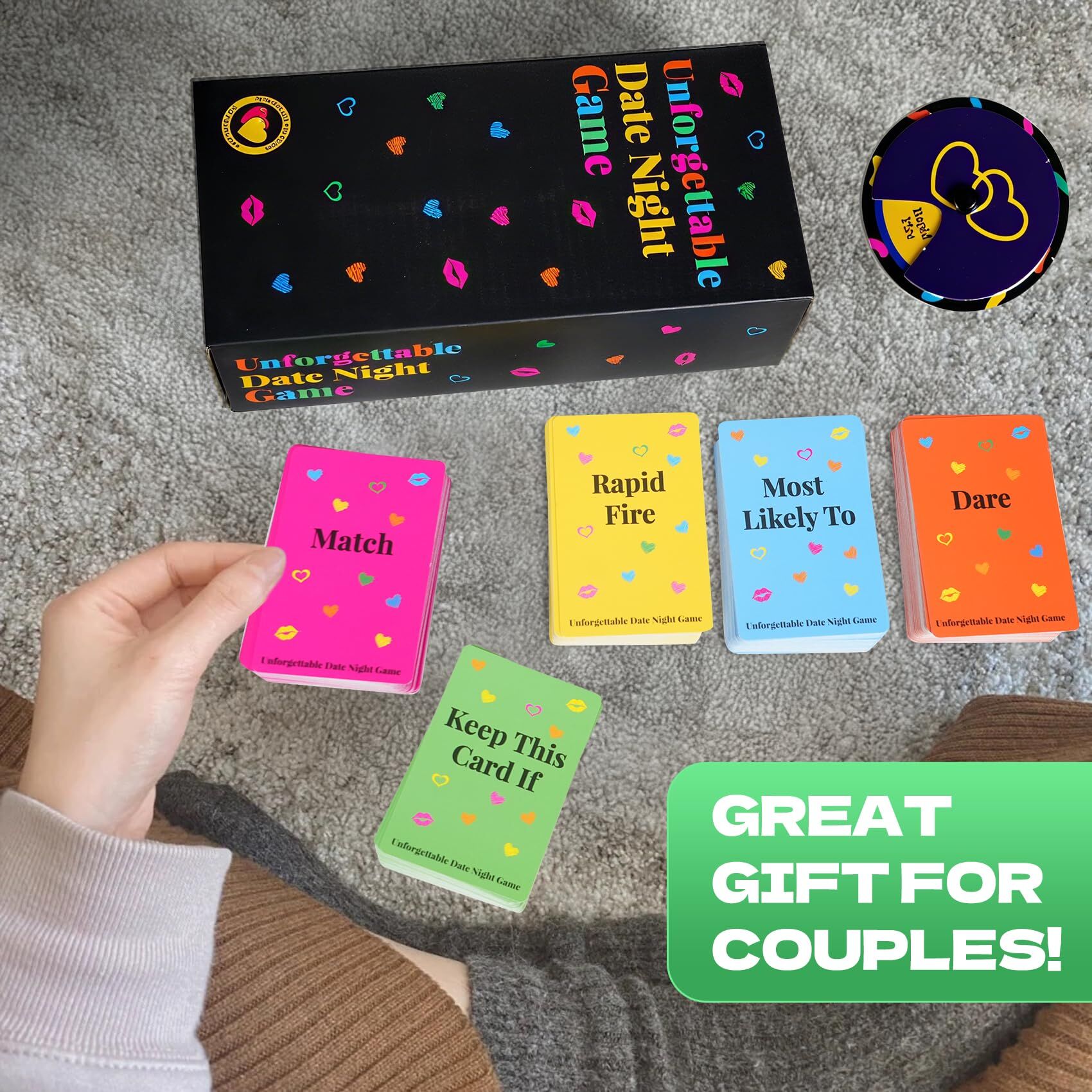 Unforgettable Date Night Game – 300-Card Couple Card Game with Spinner for Romance, Laughter & Connection | Other Fun Games Available In-Store - Image 3