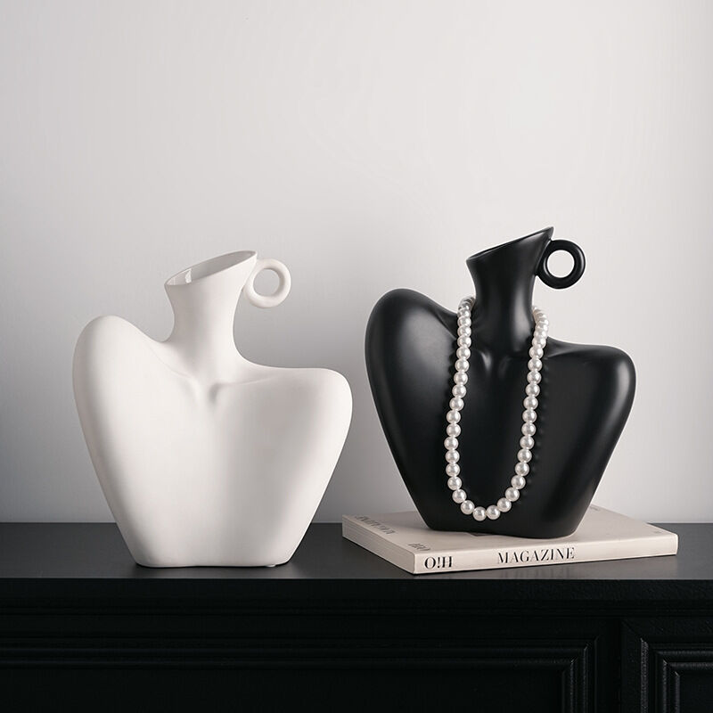 Wabi-Sabi Human Form Vase Set (Black & White) – Artistic Home Decor for Flowers | Other Luxury Styles Available in Store - Image 1