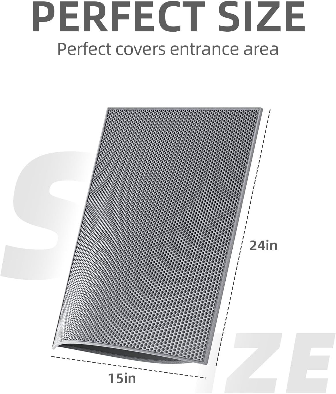 Double-Layer EVA Cat Litter Mat for Litter Box, Honeycomb Design Traps Scattered Sand, Waterproof & Non-Slip Floor Protector, Easy to Clean & Reuse (Grey) - Image 2