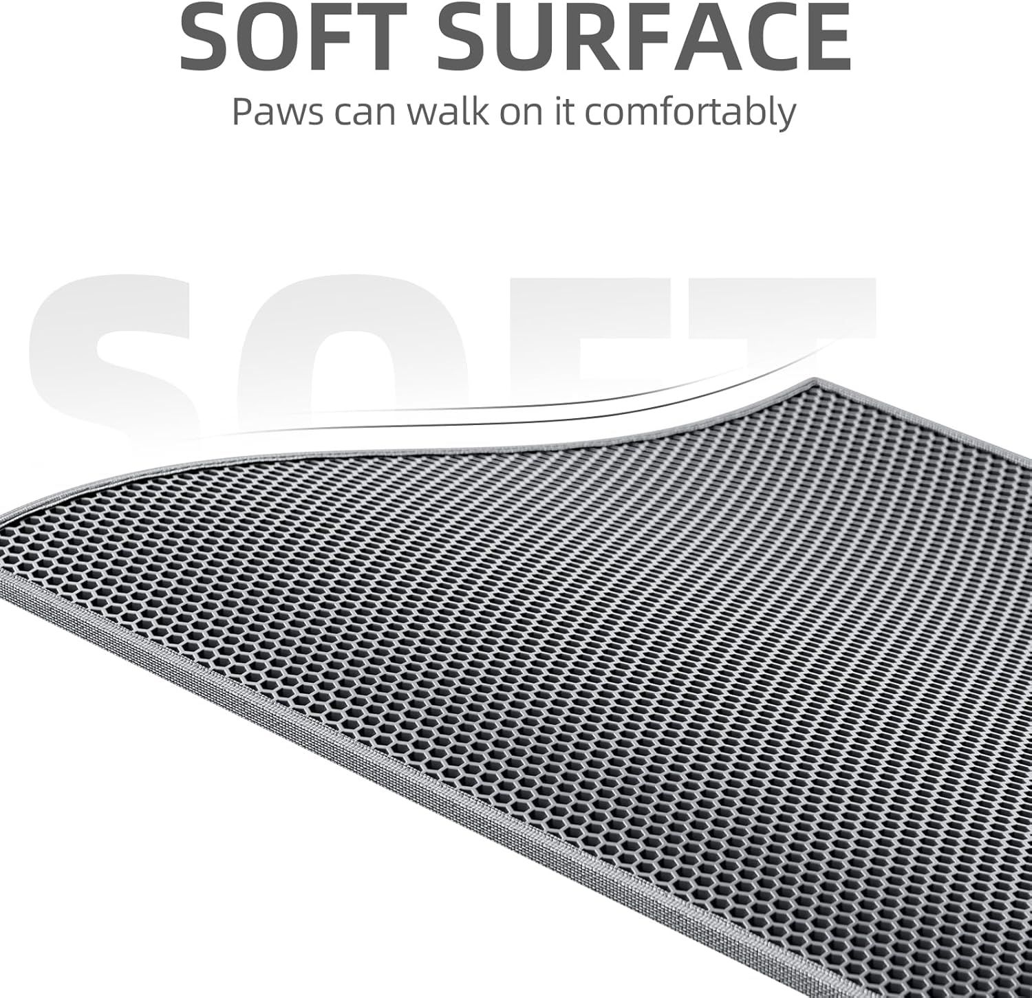 Double-Layer EVA Cat Litter Mat for Litter Box, Honeycomb Design Traps Scattered Sand, Waterproof & Non-Slip Floor Protector, Easy to Clean & Reuse (Grey) - Image 3