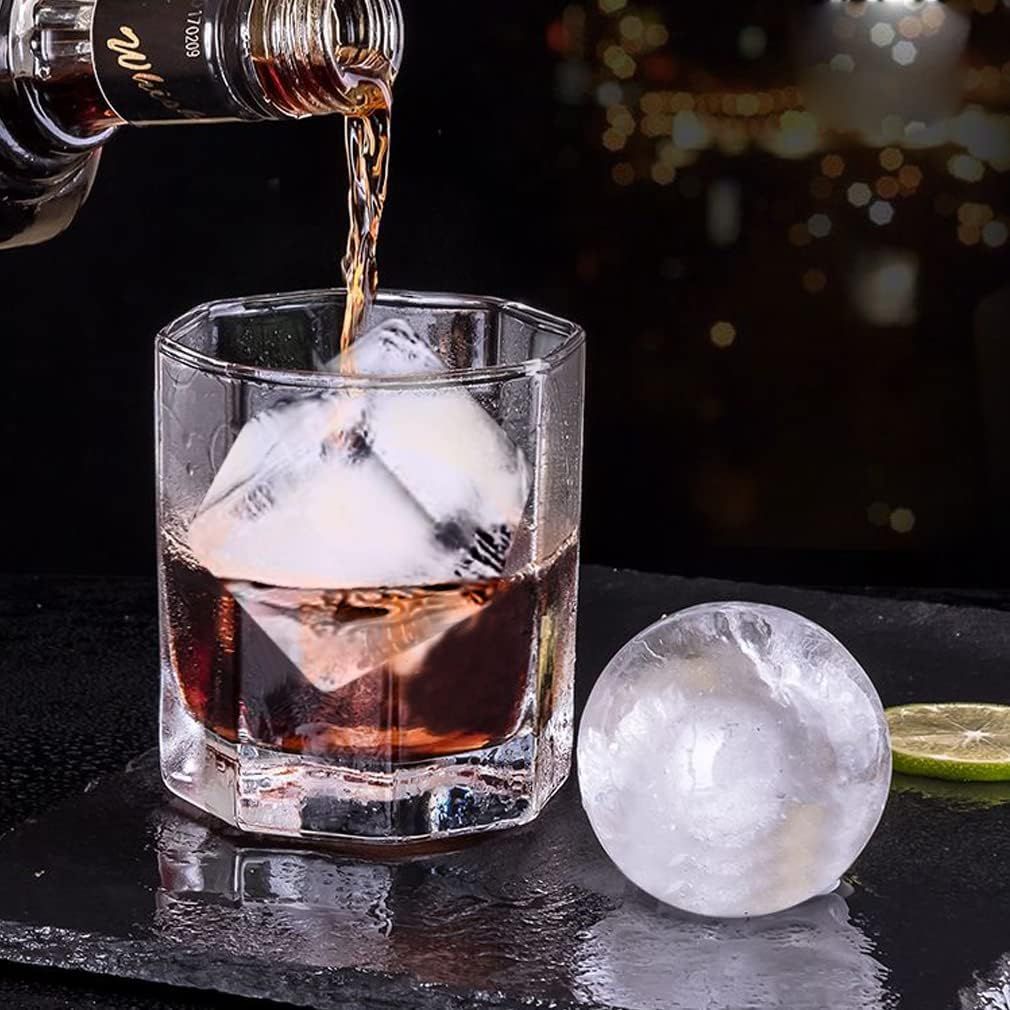 2-Pack Silicone Ice Molds Set: 6-Cavity Sphere & Square Trays with Lid and Funnel—For Whiskey, Cocktails, and Beverages—Flexible Design, Easy Release, Home Bar Essential—Black Finish (Black) - Image 2