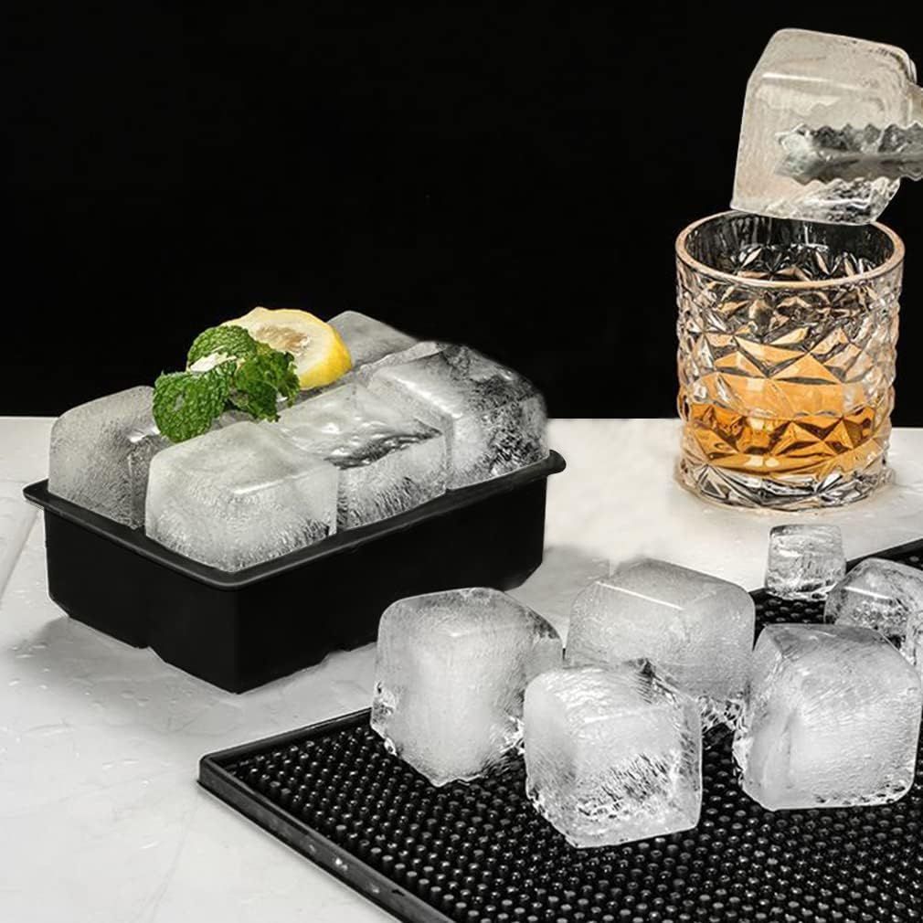 2-Pack Silicone Ice Molds Set: 6-Cavity Sphere & Square Trays with Lid and Funnel—For Whiskey, Cocktails, and Beverages—Flexible Design, Easy Release, Home Bar Essential—Black Finish (Black) - Image 4