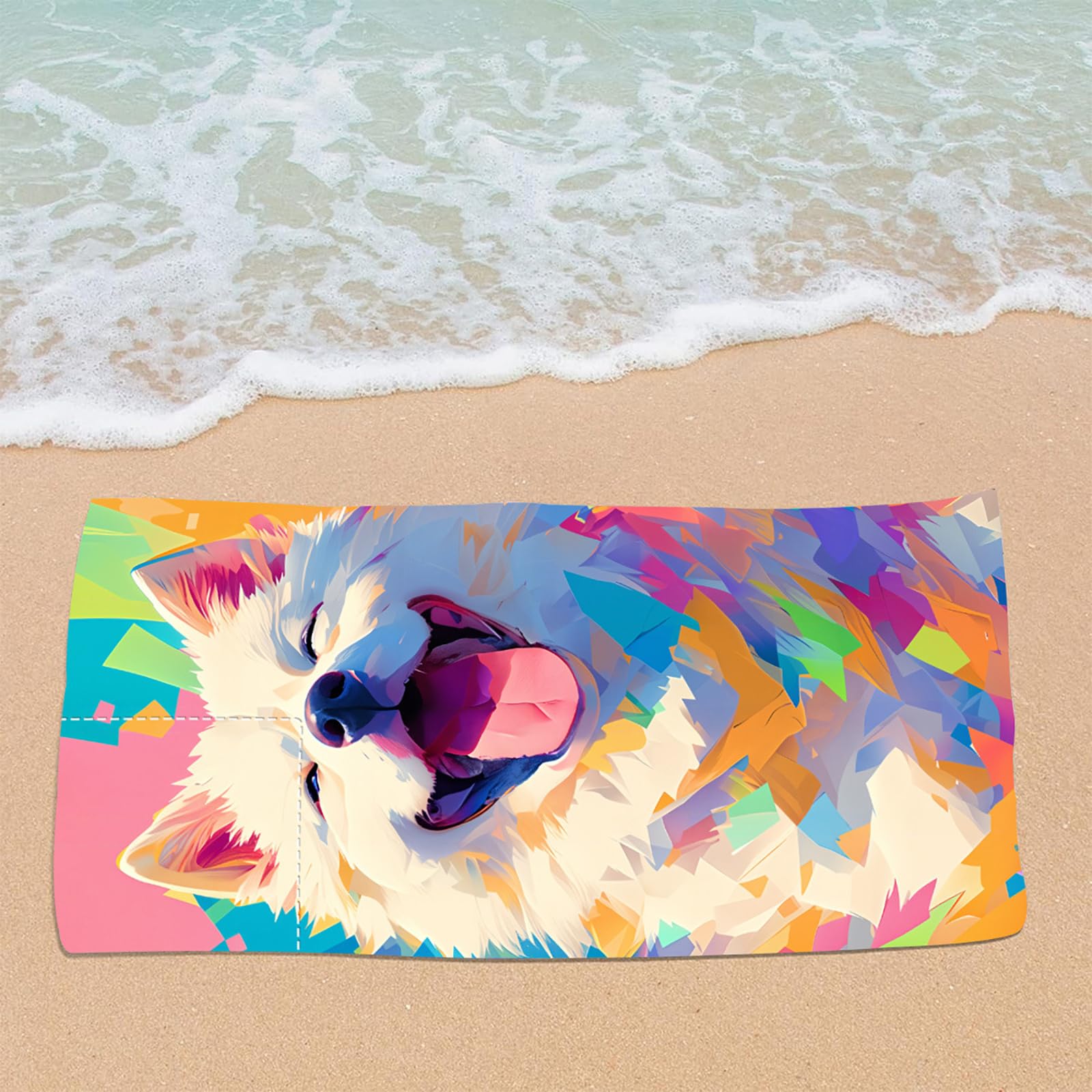 Dual-Function Foldable Beach Towel with Built-in Backpack – Soft Microfiber Towel & Compact Carry Bag in One, 55-Inch Large Size for Swimming, Travel, Picnic (Polar bear,Colorful) - Image 6